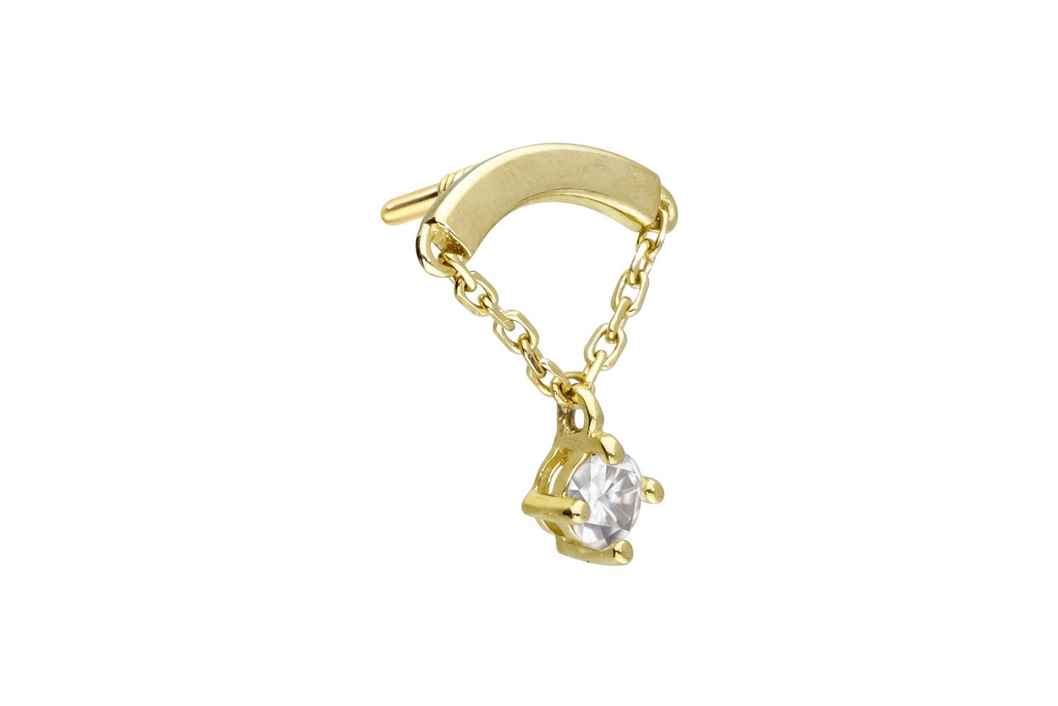 Piercing-Set 14 Karat Gold Schraubaufsatz mit Außengewinde MOISSANIT + BOGEN +