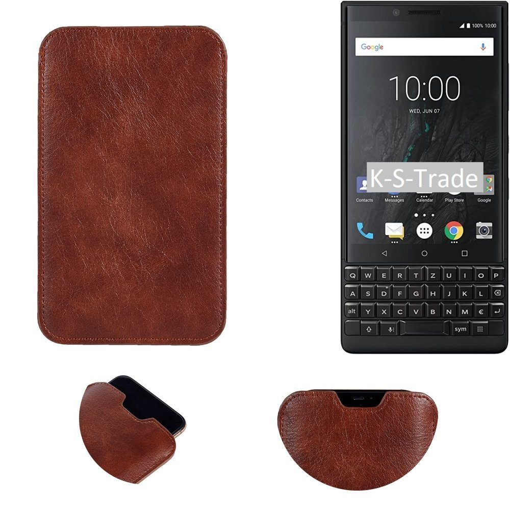 K-S-Trade Handyhülle für Blackberry KEY2, Schutzhülle Handyhülle Handytasche Kunstleder Sleeve in braun