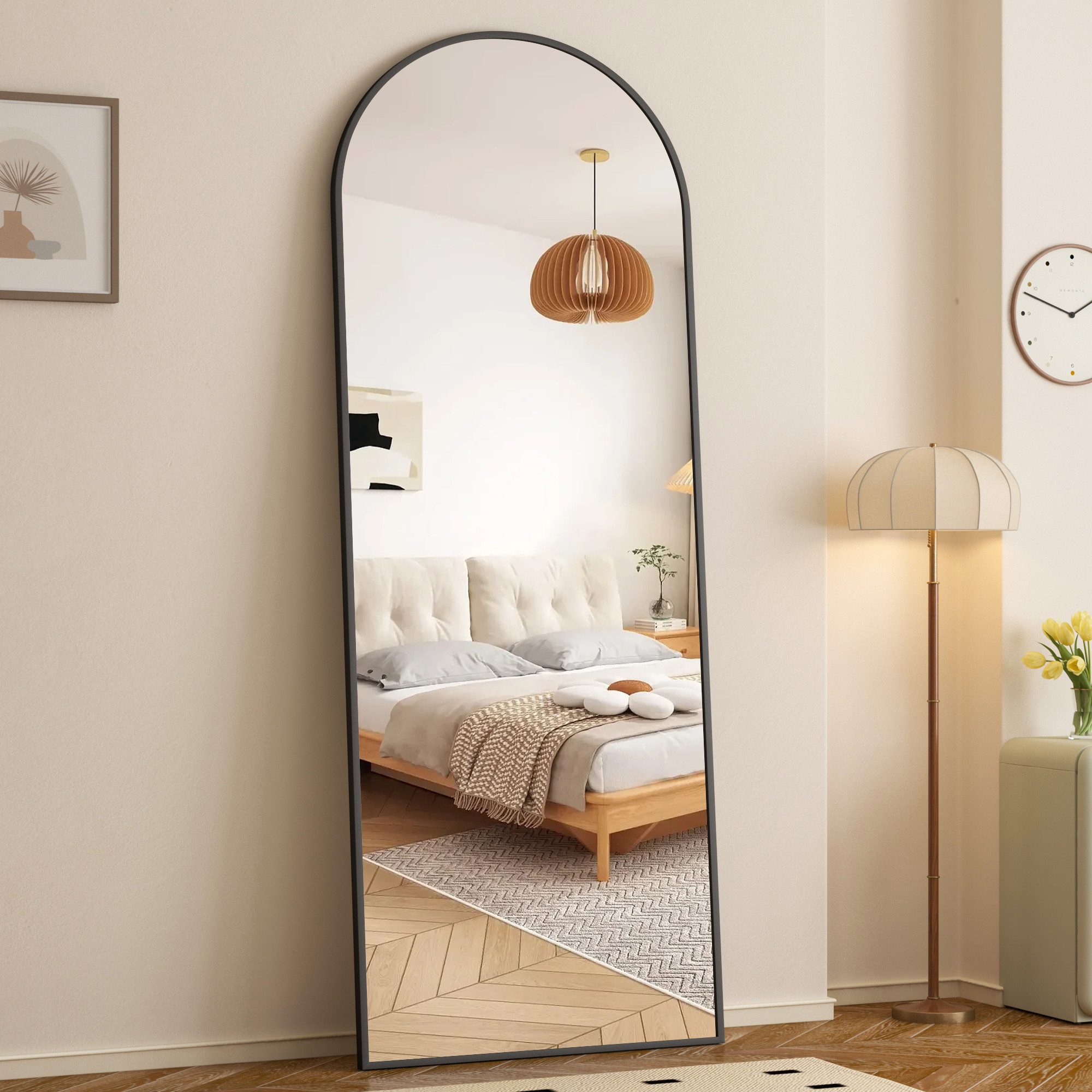 Boromal Ganzkörperspiegel Standspiegel Wandspiegel groß Schwarz günstig online kaufen