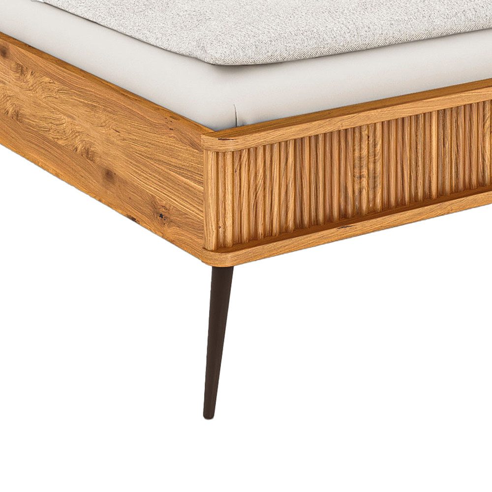 Lomadox Bettgestell KABALA-165, Liegefläche 120x220 cm, mit Polsterkopfteil, Eiche massiv geölt