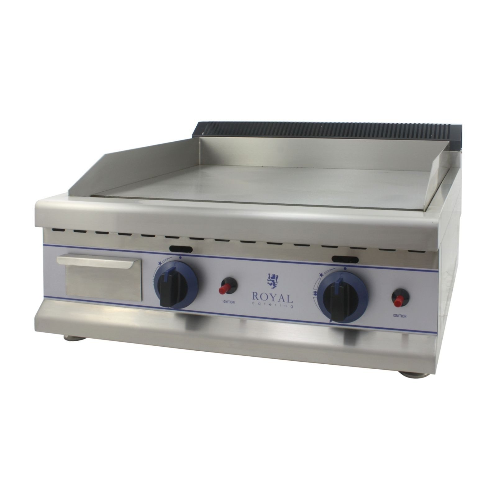 Royal Catering Gasgrill Doppel Gasbräter 65 cm Griddleplatte 2 x 3000 W Grillplatte Gas glatt