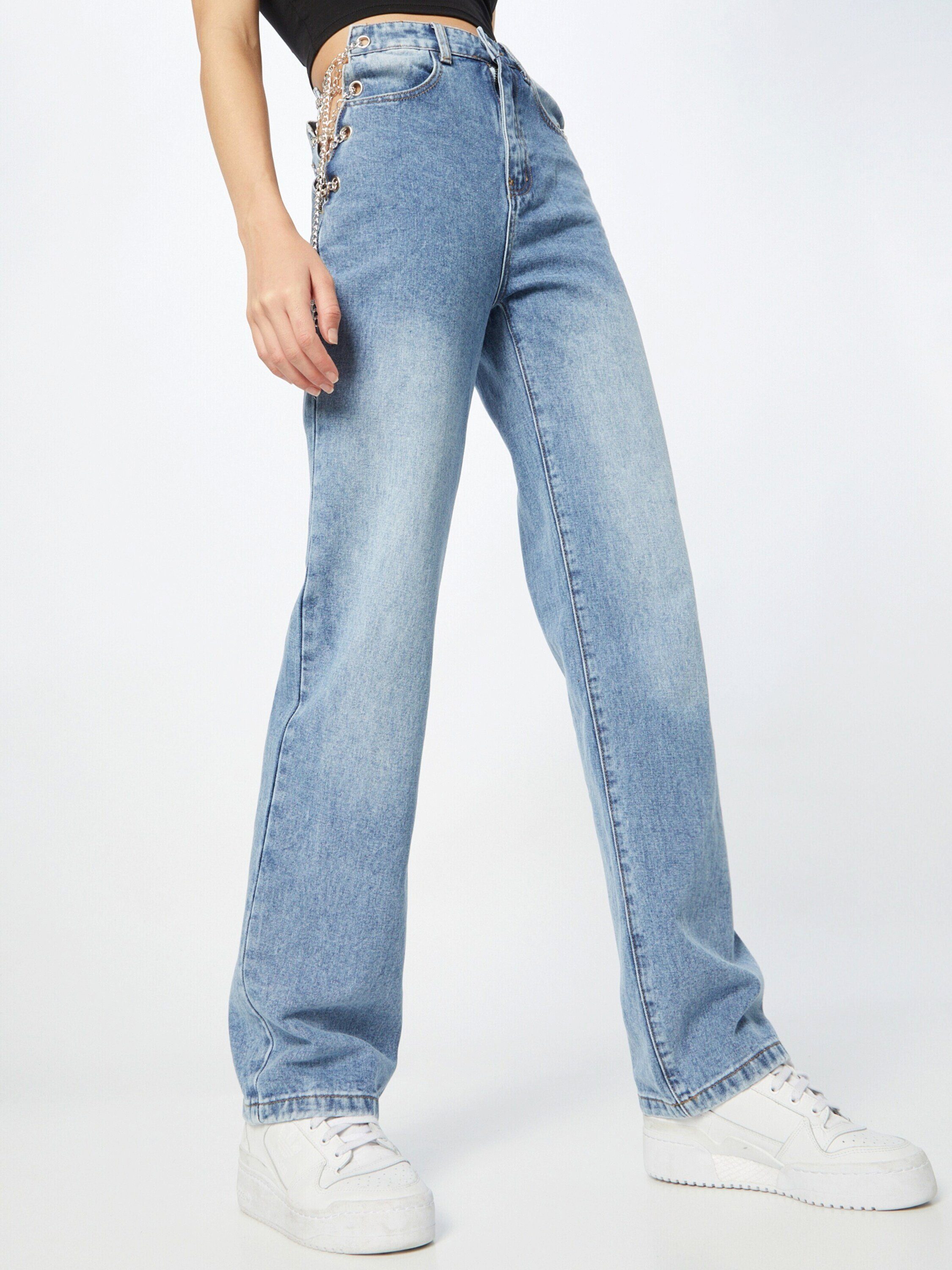 Damen Jeans Misspap Weite Jeans Chain Side (1-tlg)