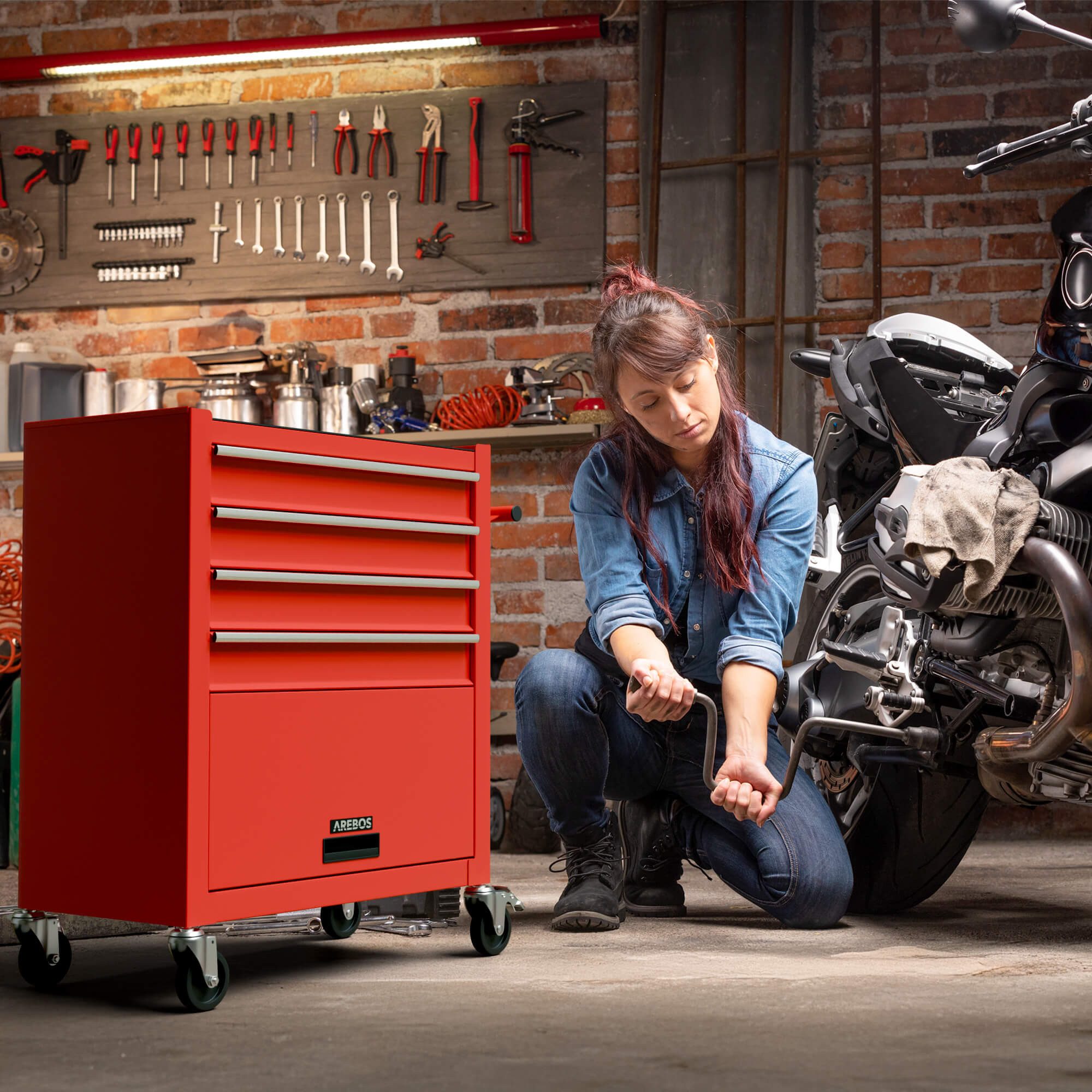Arebos Werkstattwagen Rollwagen Werkzeugkiste Toolbox, mit Werkzeug, (81-tl günstig online kaufen