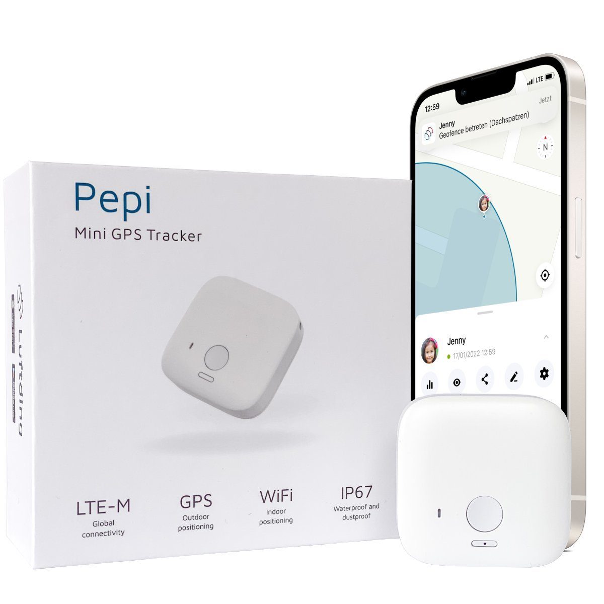 Luftding Pepi GPS-Tracker (Weltweite Ortung von Kindern, Senioren, Hunden, Katzen, Taschen)