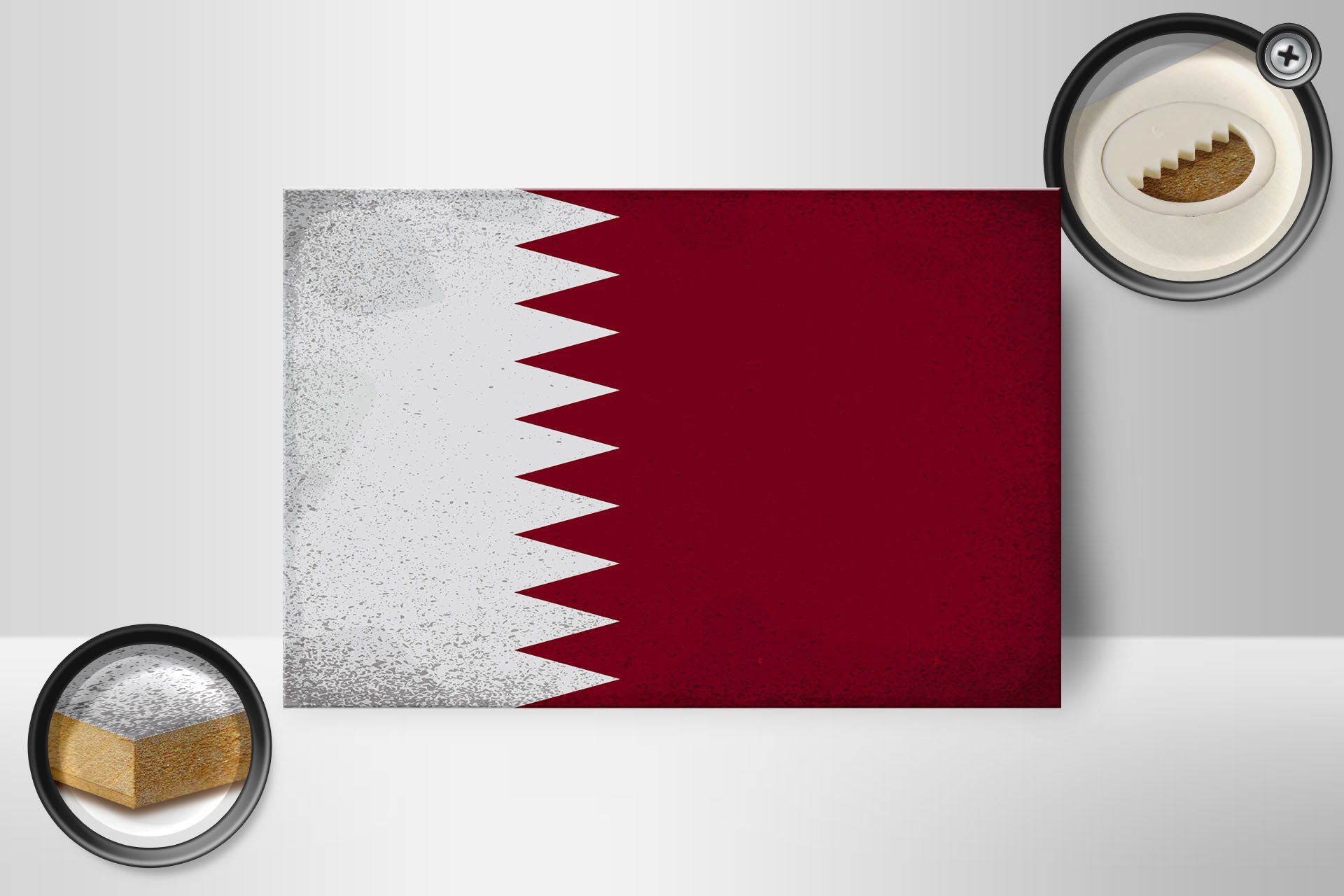 Femer GmbH Holzbild Flagge Katar 18x12 cm Flag of Qatar Vintage, Flaggen (1 St), Glatte Holzfaserplatte (MDF), vorn beschichtet