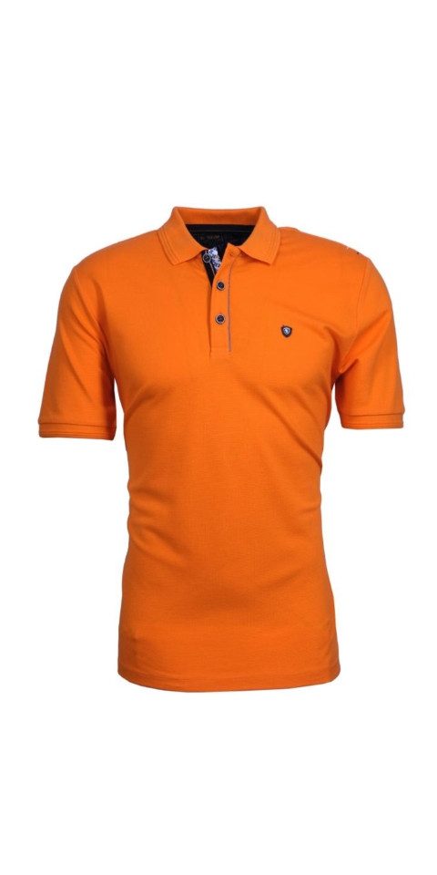 Mode Monte Carlo Poloshirt Polo-Shirt Knopf Orange