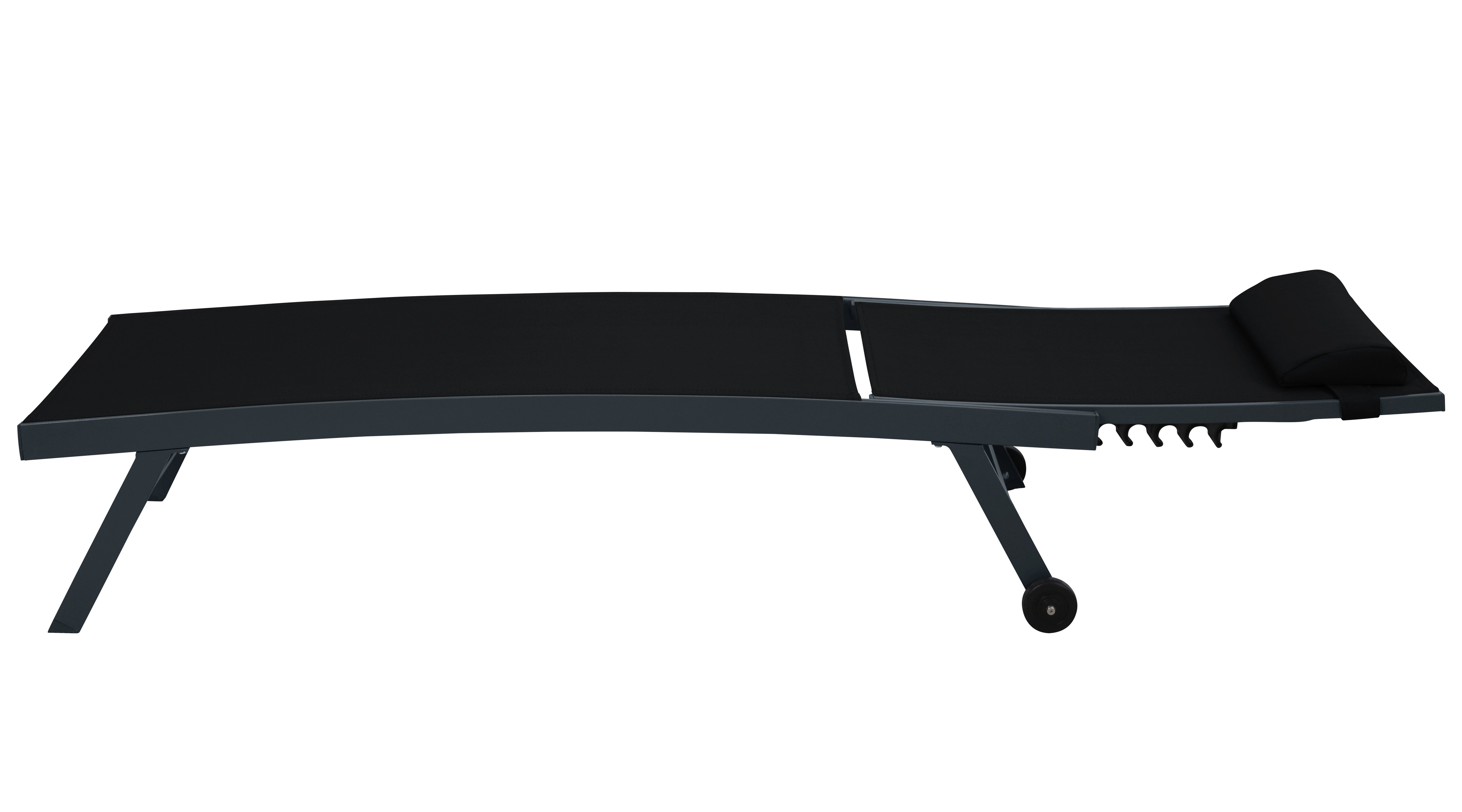 Gardissimo Rollliege Elli schwarz Gartenliege Sonnenliege Alu Aluminium mit Rollen, Spar-Set, 1 St., Liege mit Rollen und Kopfkissen, Rückenlehne verstellbar mi – Bild 4 von 5