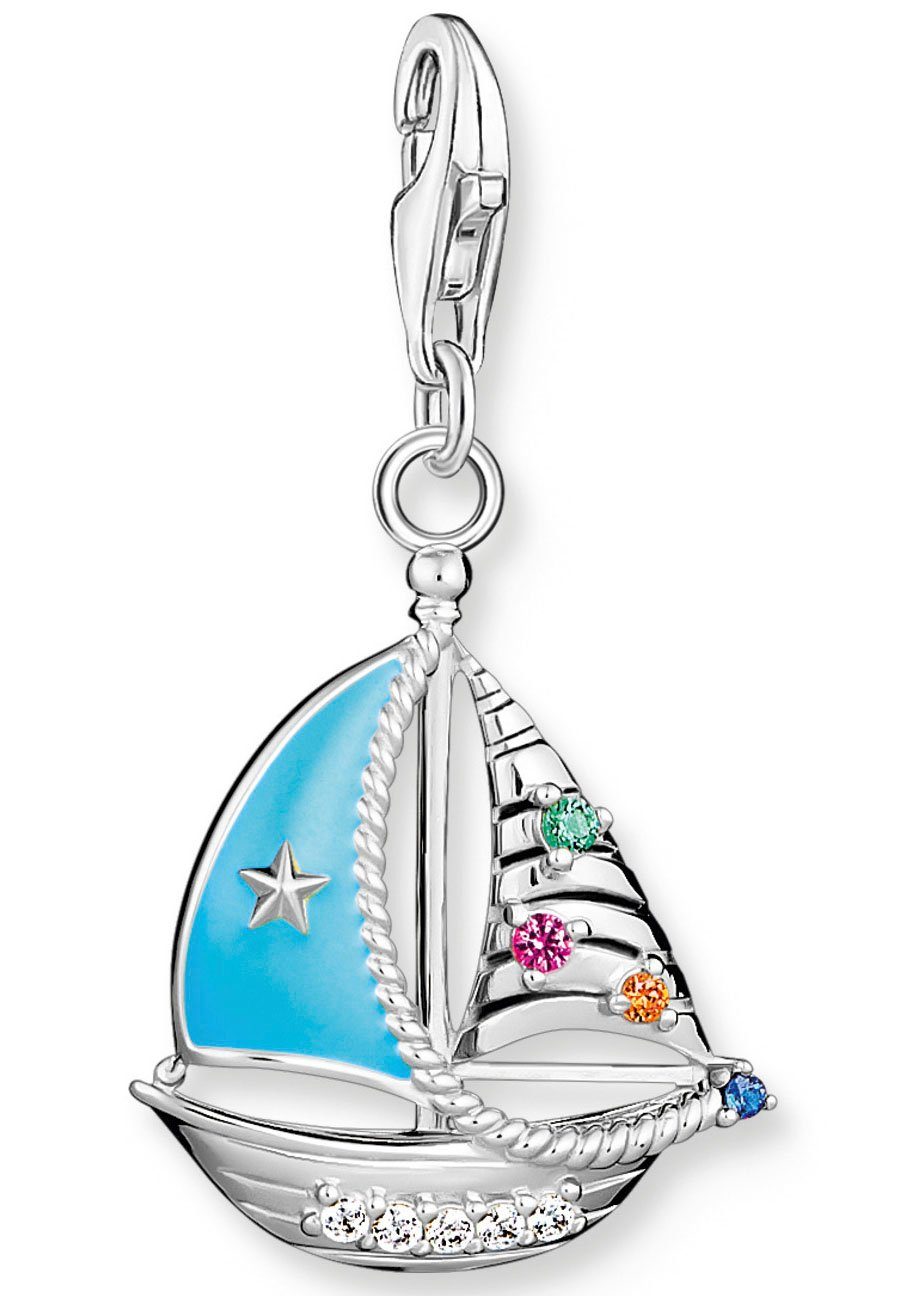 THOMAS SABO Charm-Einhänger Segelboot, mit Glas-Keramik Stein