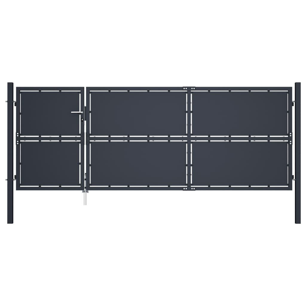 vidaXL Gartentor 350 x 125 cm Gartentor Stahl 350x125 cm Anthrazit Gartentor Einfahrt Z