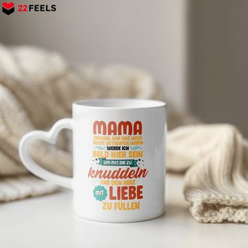 22Feels Tasse Werdende Mama Geschenk Muttertag Schwangerschaft Frauen Babyparty, Keramik, Made In Germany, Spülmaschinenfest, Herzhenkel