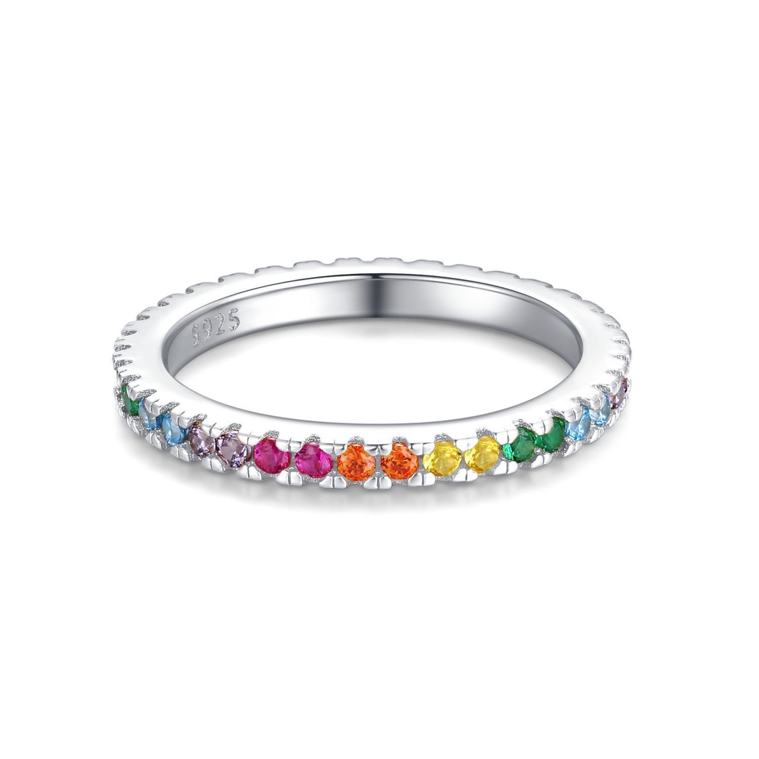 Lisandra Scott Silberring Eternity Ring 925 Silber »Bunte Zirkonia Steine« Regenbogen Rainbow, Ein Ring voller Farbe & Gefühl - funkelnd, bunt, bedeutungsvoll