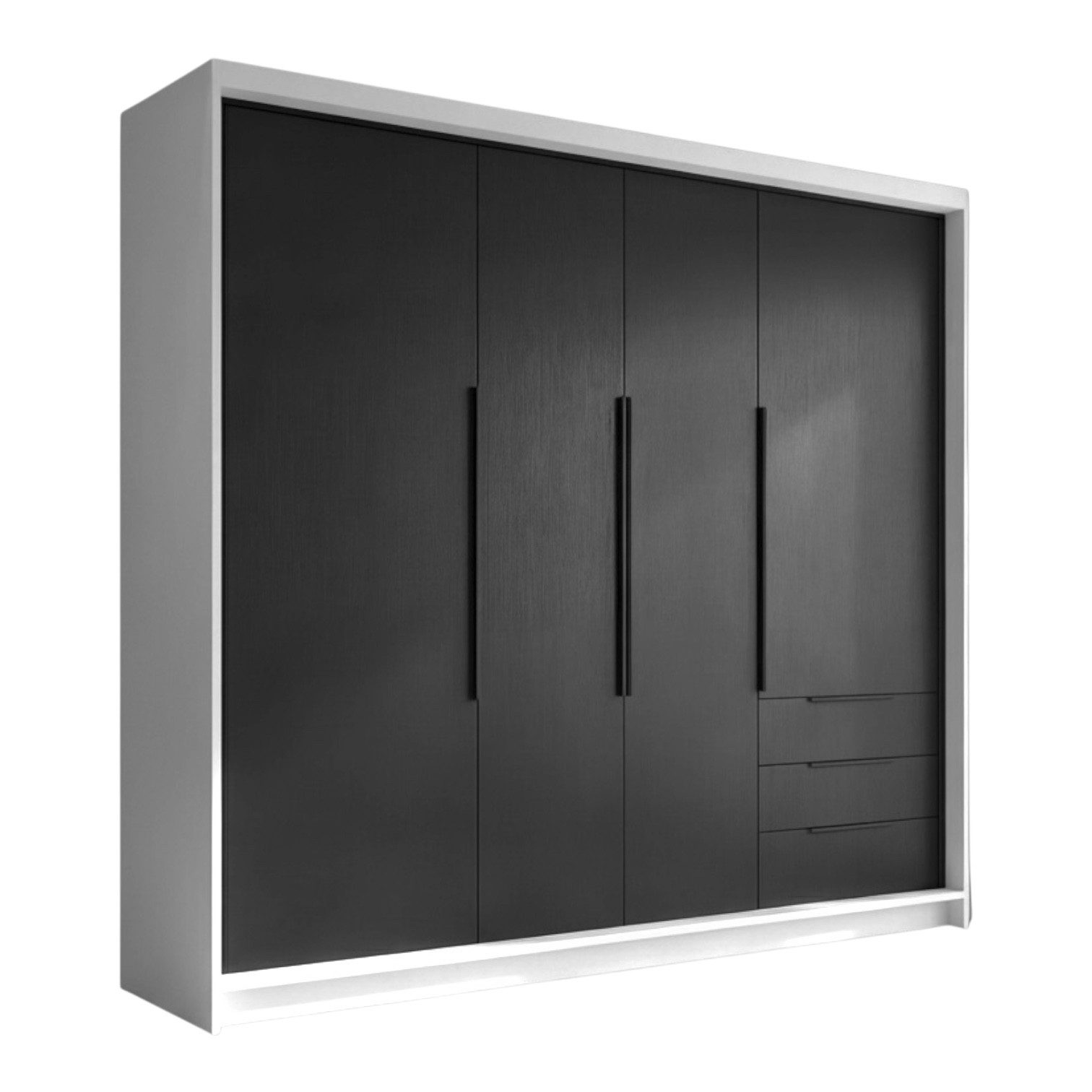 A&J MöbelLand GmbH Drehtürenschrank viertüriger Kleiderschrank mit Schubladen und Metallgriffen. (Geräumiger vier¬türiger Kleiderschrank mit Schubladen und Meta – Bild 2 von 5