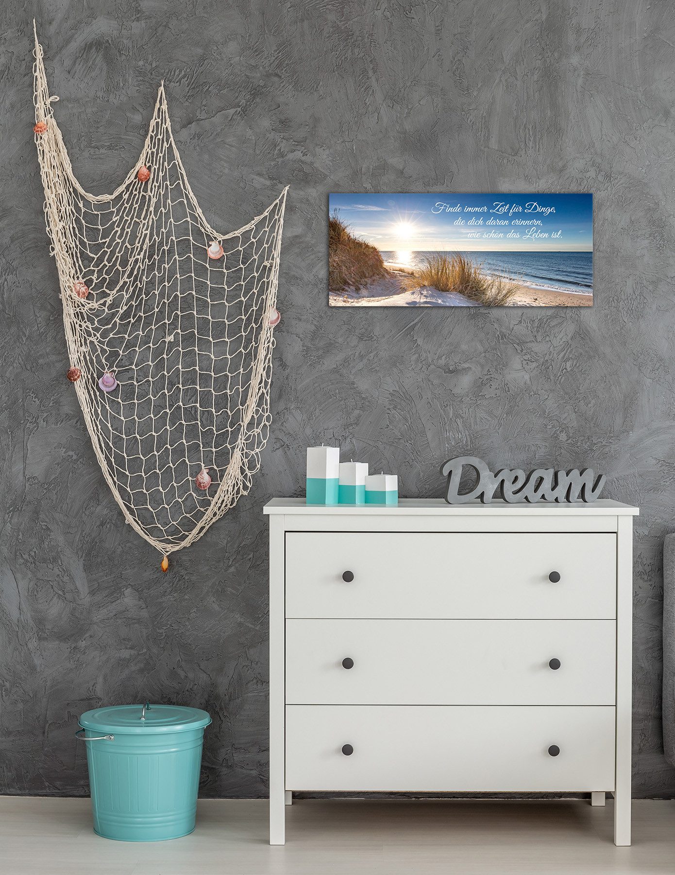 Bönninghoff Leinwandbild Wandbild STRAND MIT SPRUCH 33x70 cm – Leinwandbild Keilrahmen Deko, Meer, Meer Bilder, Natur, Sonnenaufgang, Sonnenaufgang & -untergang – Bild 5 von 5