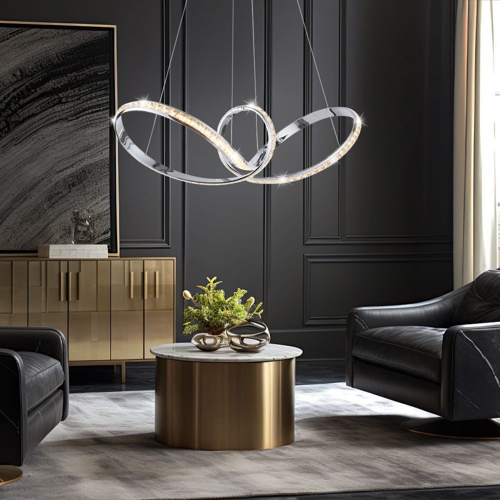 JUST LIGHT LED-Hängeleuchte, LED-Leuchtmittel fest verbaut, Warmweiß, LED Pendelleuchte Esstischlampe Simply Dim Metall Chrom H 120 cm