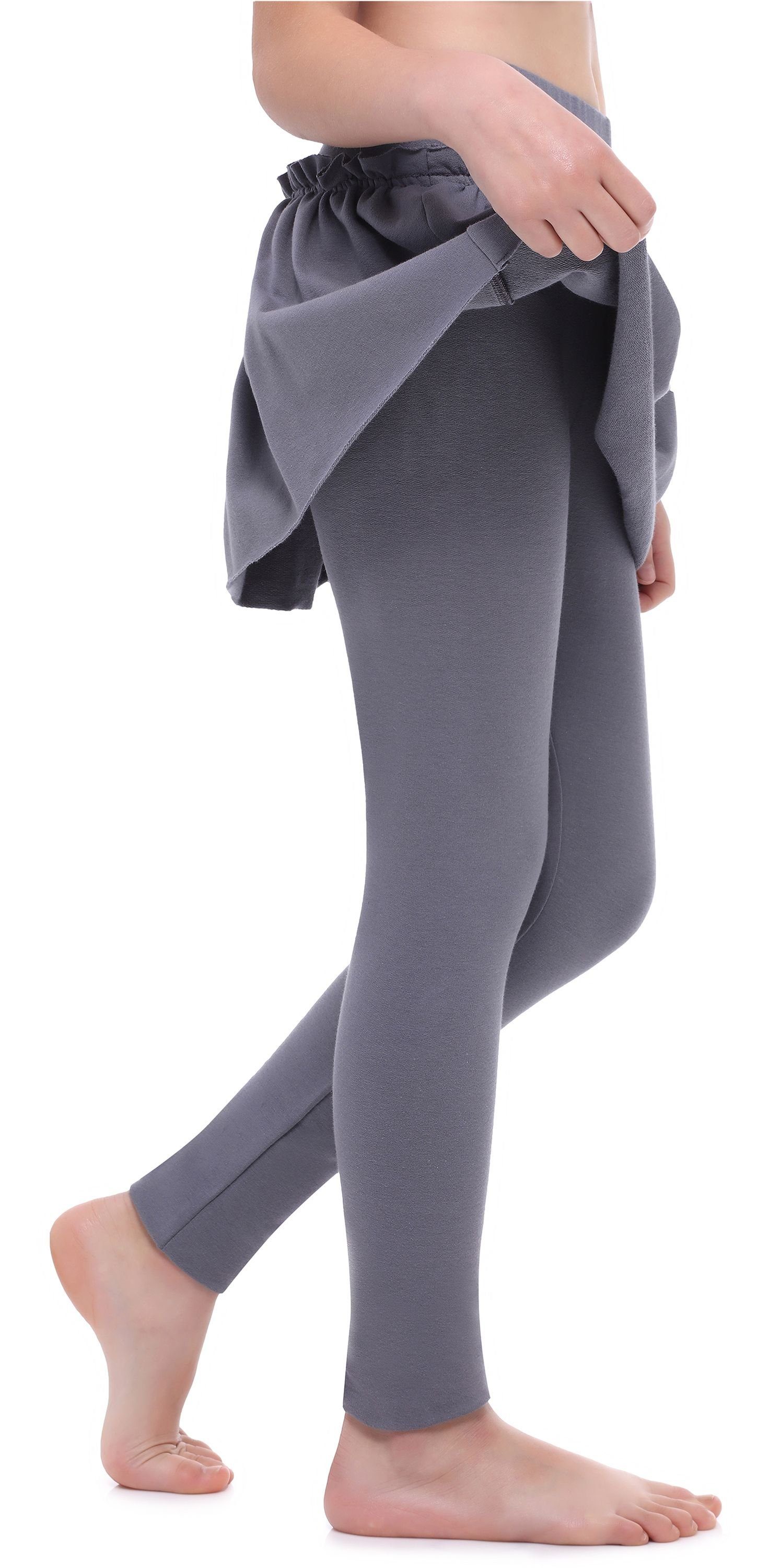 (1-tlg) Style Leggings elastischer Bund mit Rock Mädchen Baumwolle Graphite Merry MS10-255 aus Leggings Lange