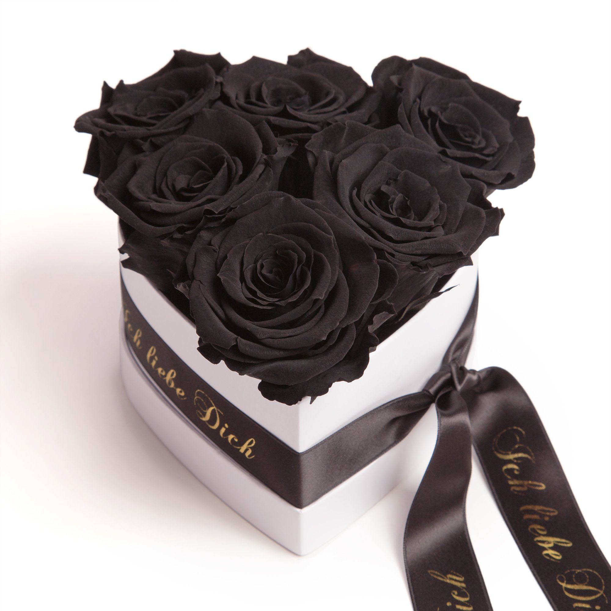 Rosenbox 6 infinity Rosen konserviert silberner Becher Blumen Hochzeit Geschenk 