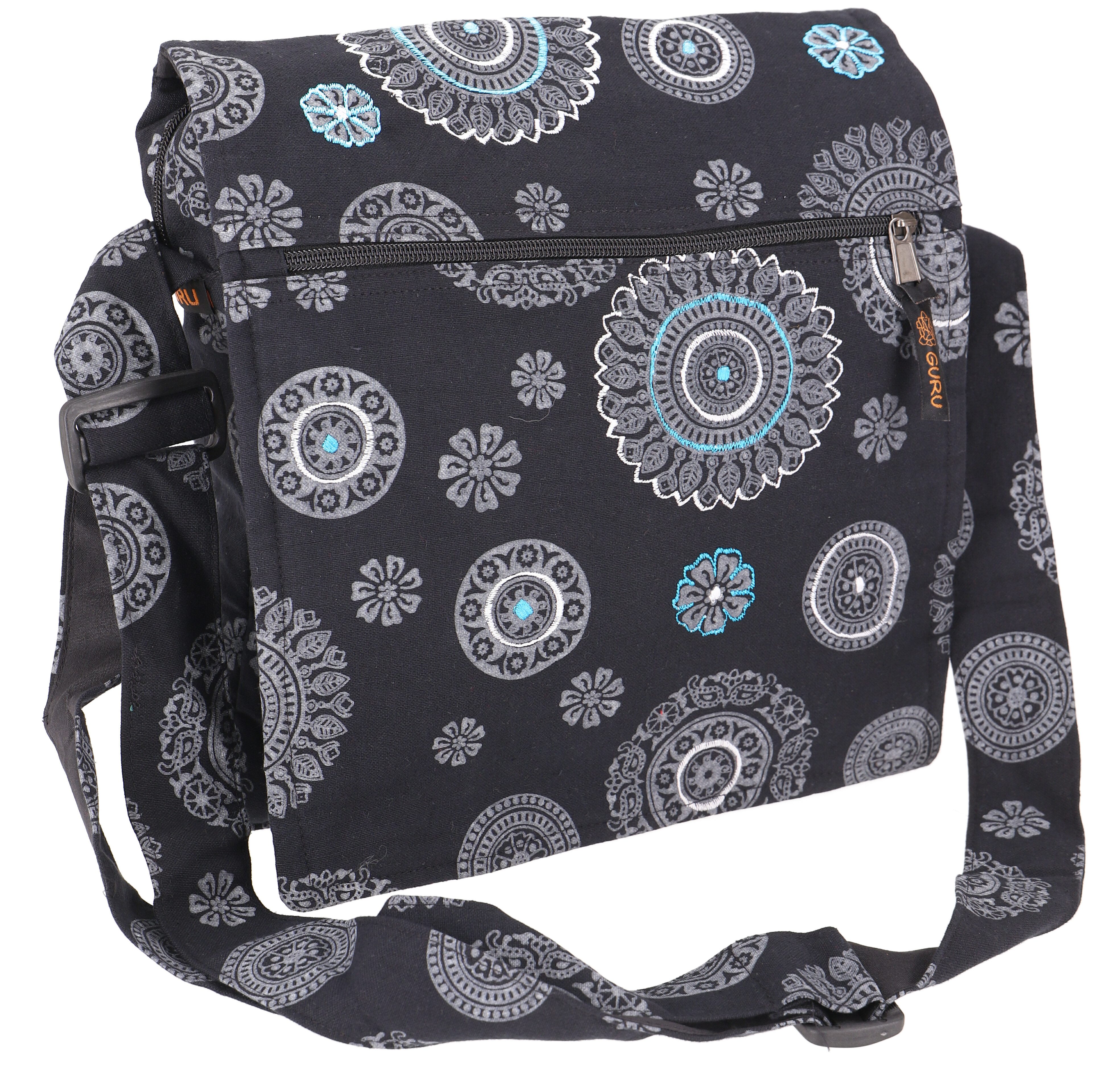 Schultertasche Schultertasche, Hippie Tasche, Goa Tasche schwarz
