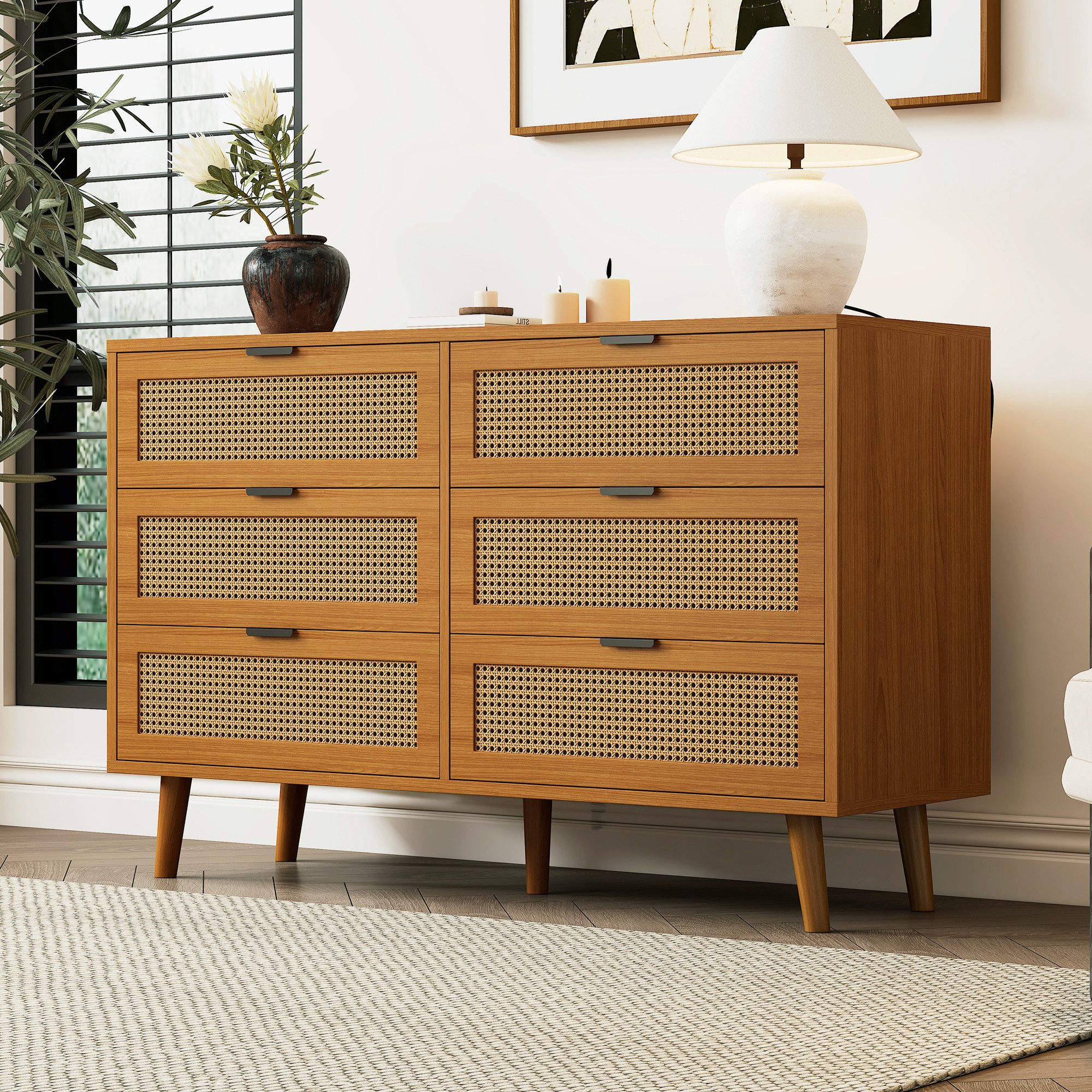 Furnishings Home Sideboard Schrank Kredenz Rattan günstig online kaufen