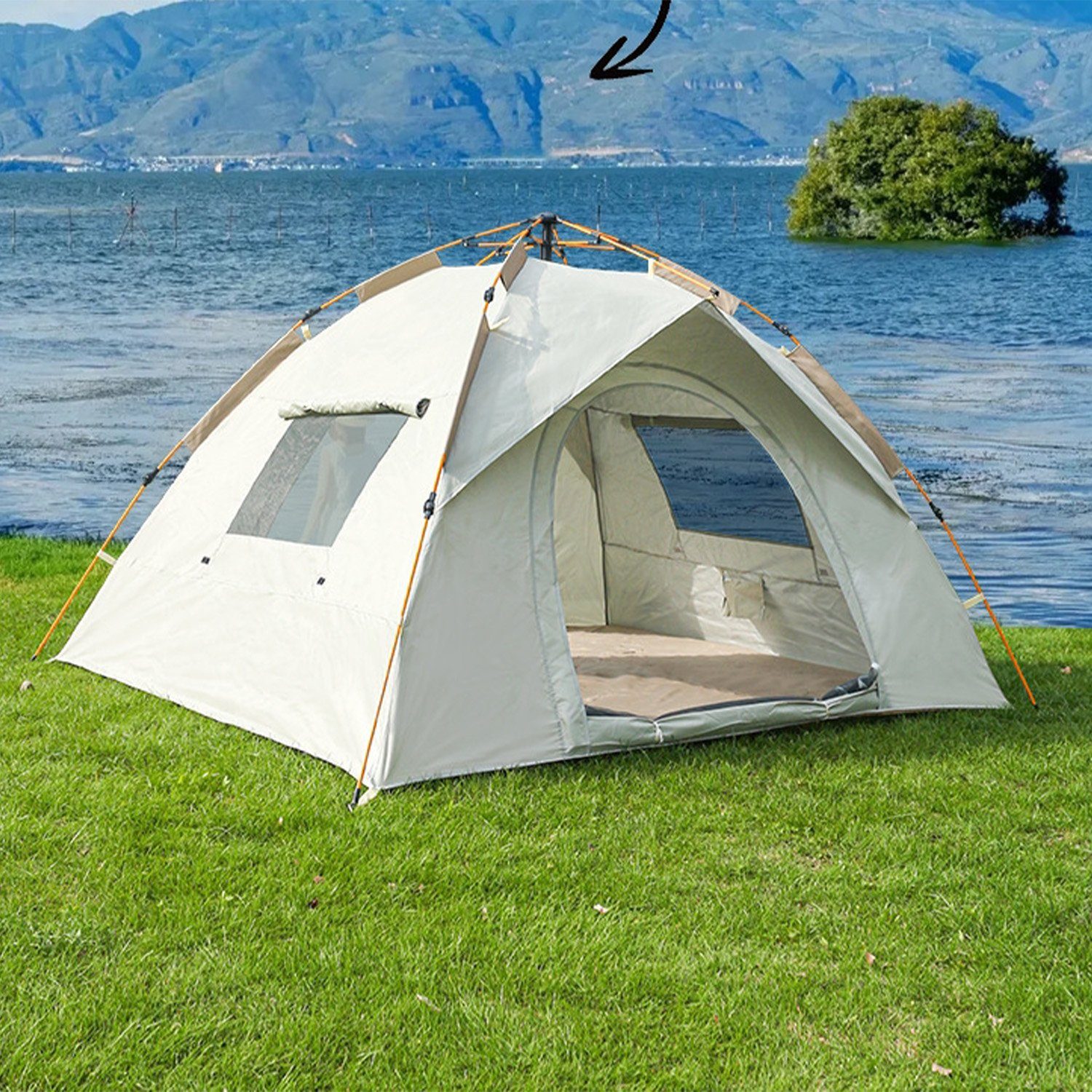 FIDDY Vorzelt Zelt für den Außenbereich, tragbar, faltbar, vollautomatisch, Personen: 2 (Camping Beach Quick Open Camping Silberkleberbeschichtung, Verdicktes regensicheres Doppel 200 * 150 * 135 cm)