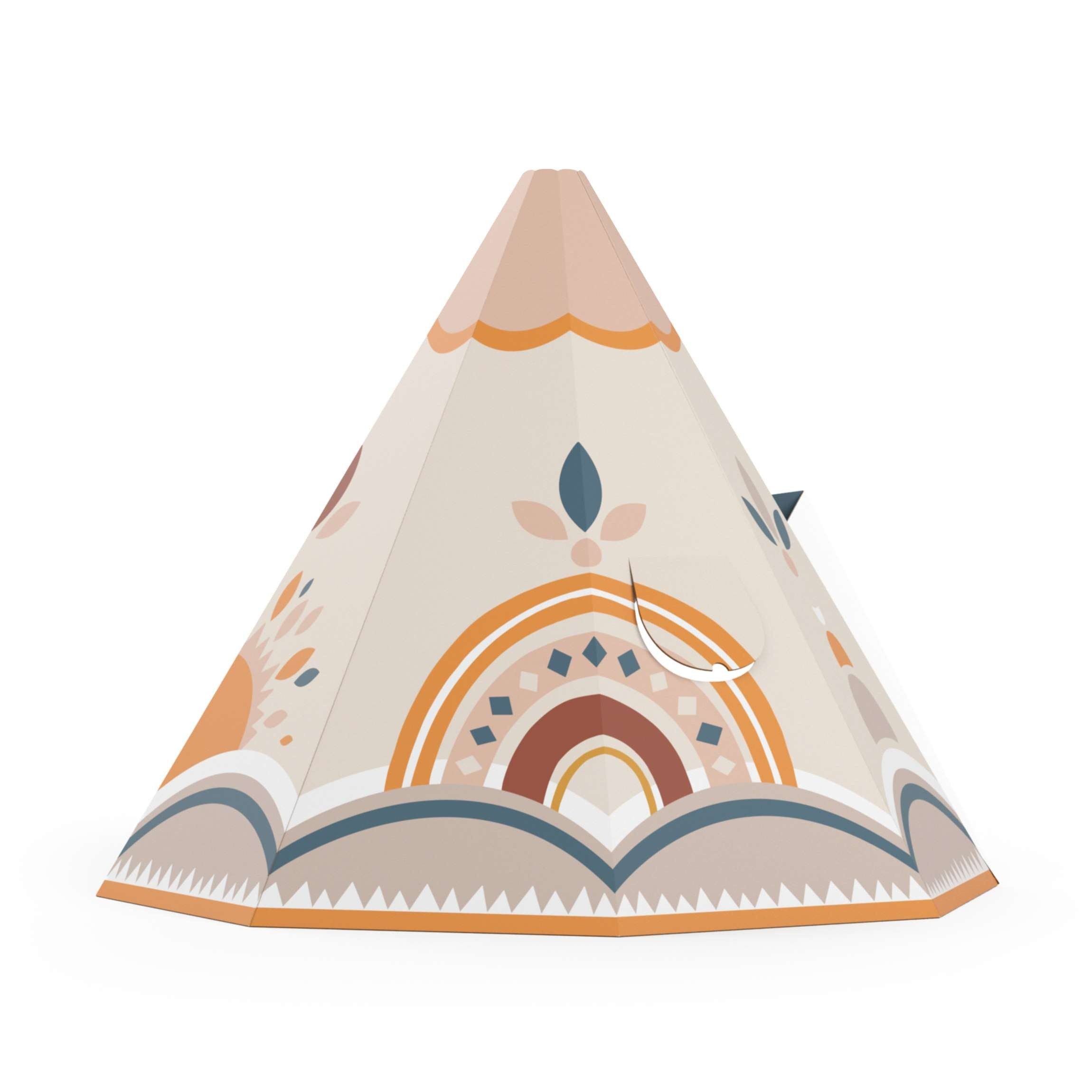 FOLDZILLA Spielhaus Kinder Tipi Ethno Muster blau, Faltbar: Schnell zusammenklappen und verstauen