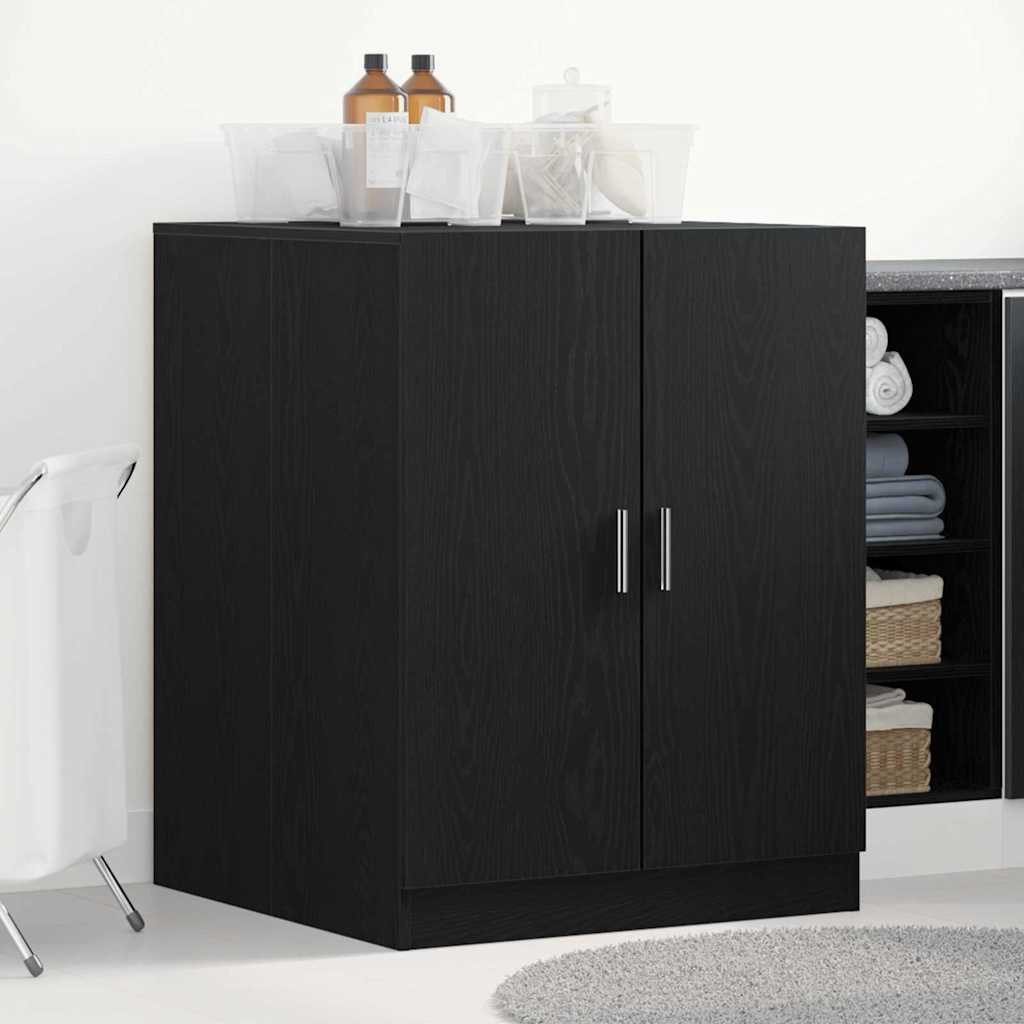 vidaXL Waschmaschinenumbauschrank Waschmaschinen-Schrank mit Speicher Schwarz Eichen-Optik