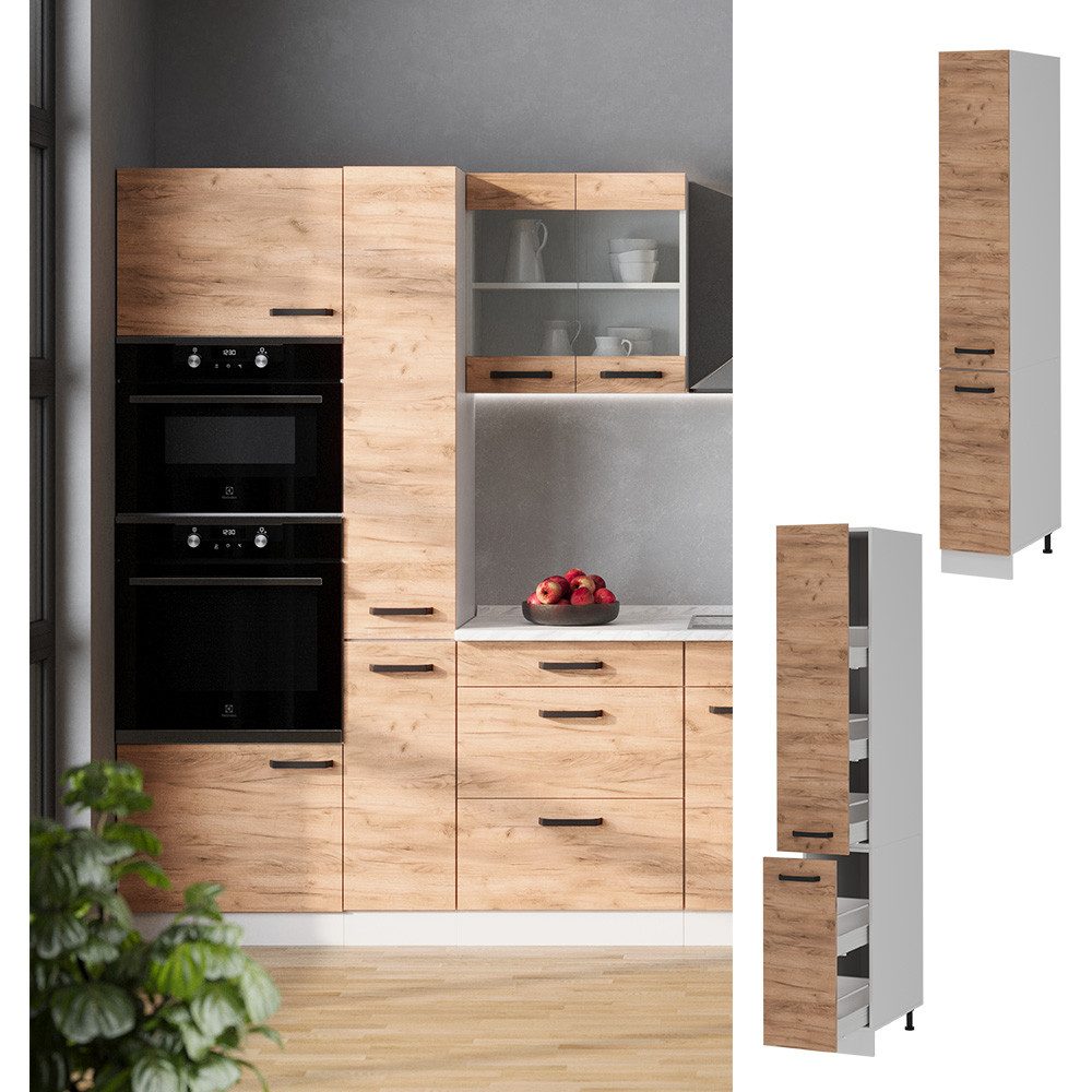 Vicco Hochschrank R-Line, Goldkraft Eiche/Weiß, 30 cm günstig online kaufen