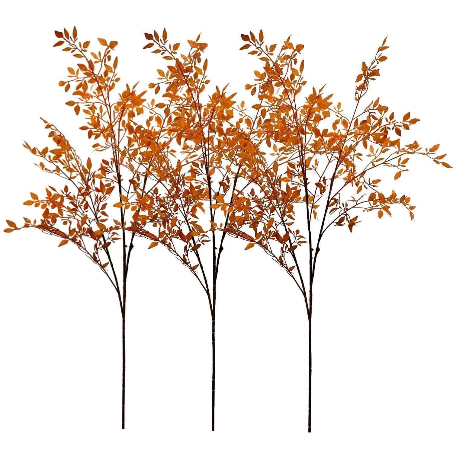 Kunstzweig Künstliche Pflanzen Zweige Herbst 110cm Grün/Orange 3St., LuxusKollektion, Höhe 110 cm