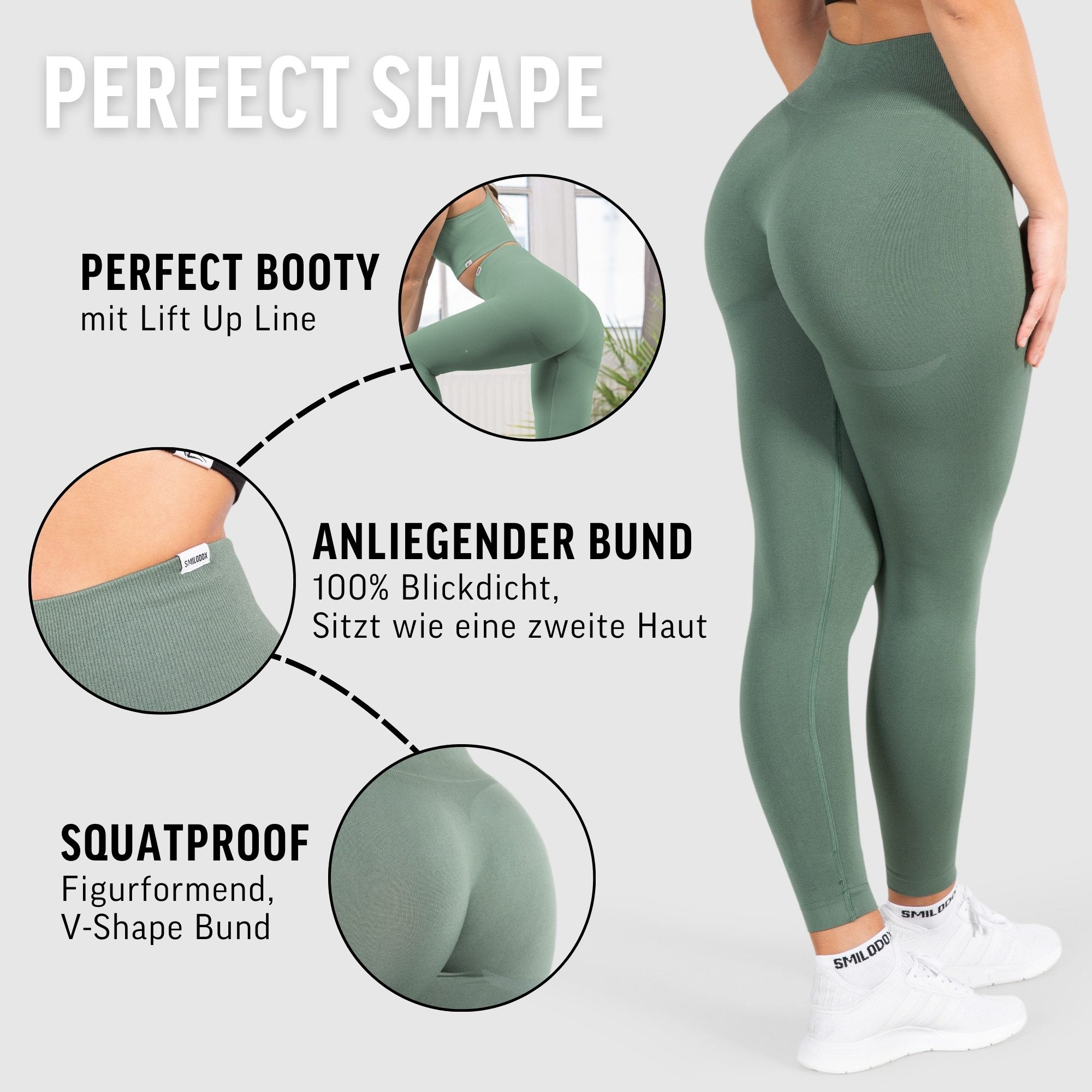 Smilodox Leggings Amaze Pro mit Scrunch-Effekt, High Waist V-Shape Sport & Yogahose Seamless Push Up Booty Fitnesshose Blickdicht Yoga Gym Figurformend – Bild 5 von 5