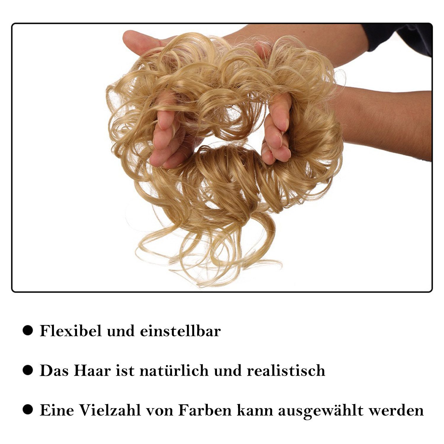 Refttenw Kunsthaar-Extension Dutt Haarteil Mit Gummiband Haarteile für Dünnes Haar, Natürliches Blond