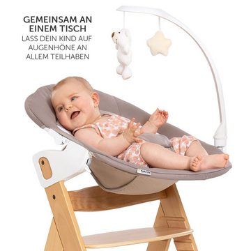 Hauck Hochstuhl Alpha Plus Move Natur Newborn Set (5 St), Babystuhl ab Geburt mit Aufsatz für Neugeborene, Essbrett, Sitzauflage