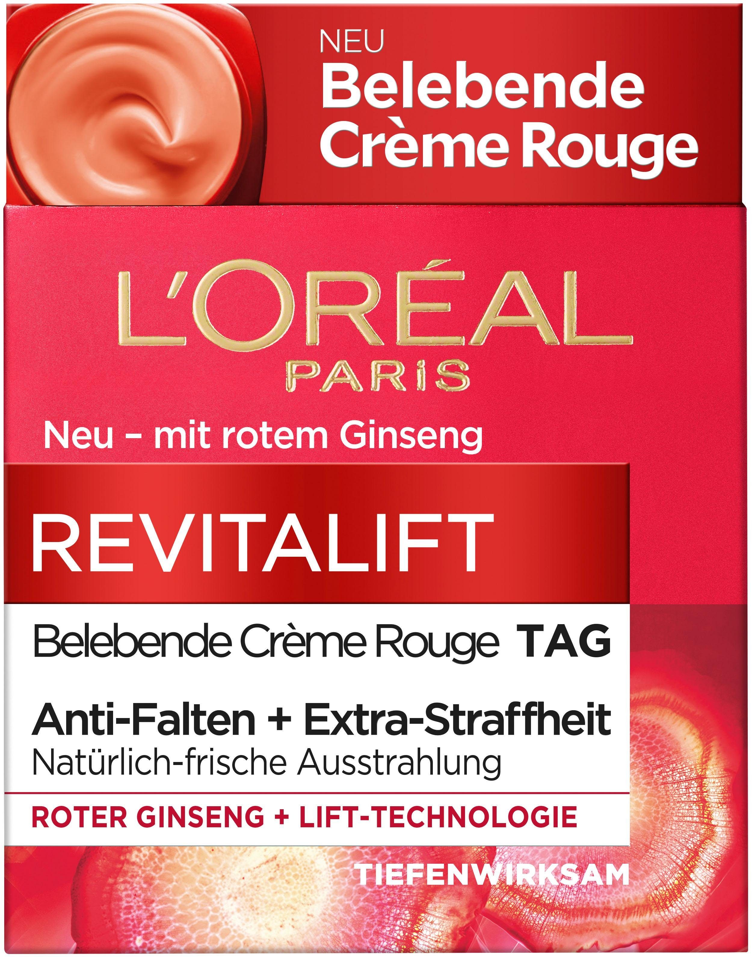 L'ORÉAL PARIS Tagescreme Revitalift Belebende Crème Rouge, bekämpft Anzeichen von Müdigkeit, mildert Falten, strafft die Haut