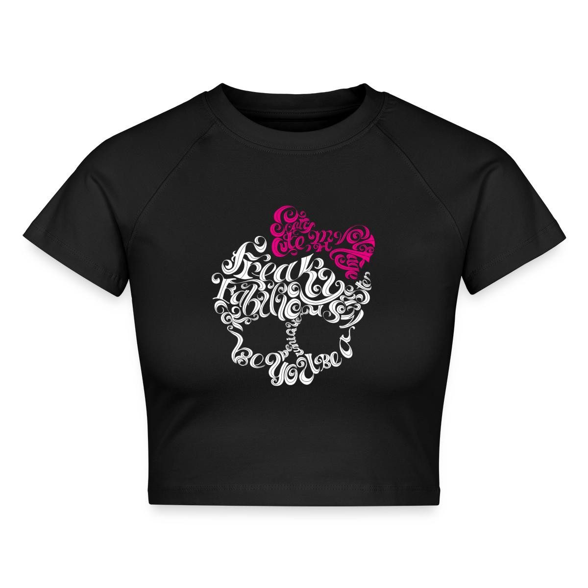 Spreadshirt T-Shirt Monster High™ Totenkopf Mit Schleife Crop Top (1-tlg)