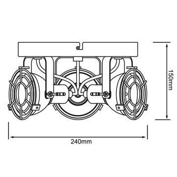 Brilliant Deckenleuchte Jesper, 3000K, Lampe Jesper LED Spotrondell 3flg schwarz korund 3x LED-PAR51, GU10