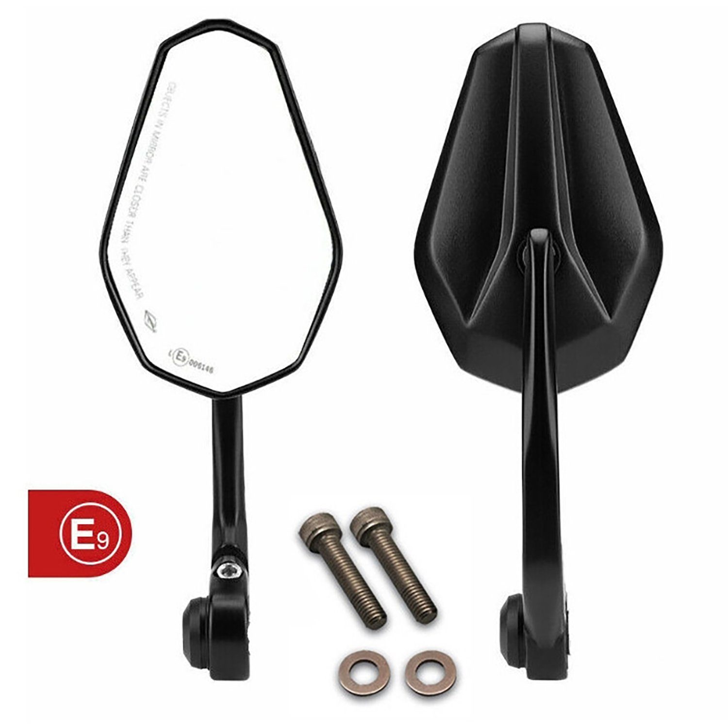 Motorradspiegel Lenkerendenspiegel "SOLID 1" M8 kompatibel mit Kawasaki schwarz