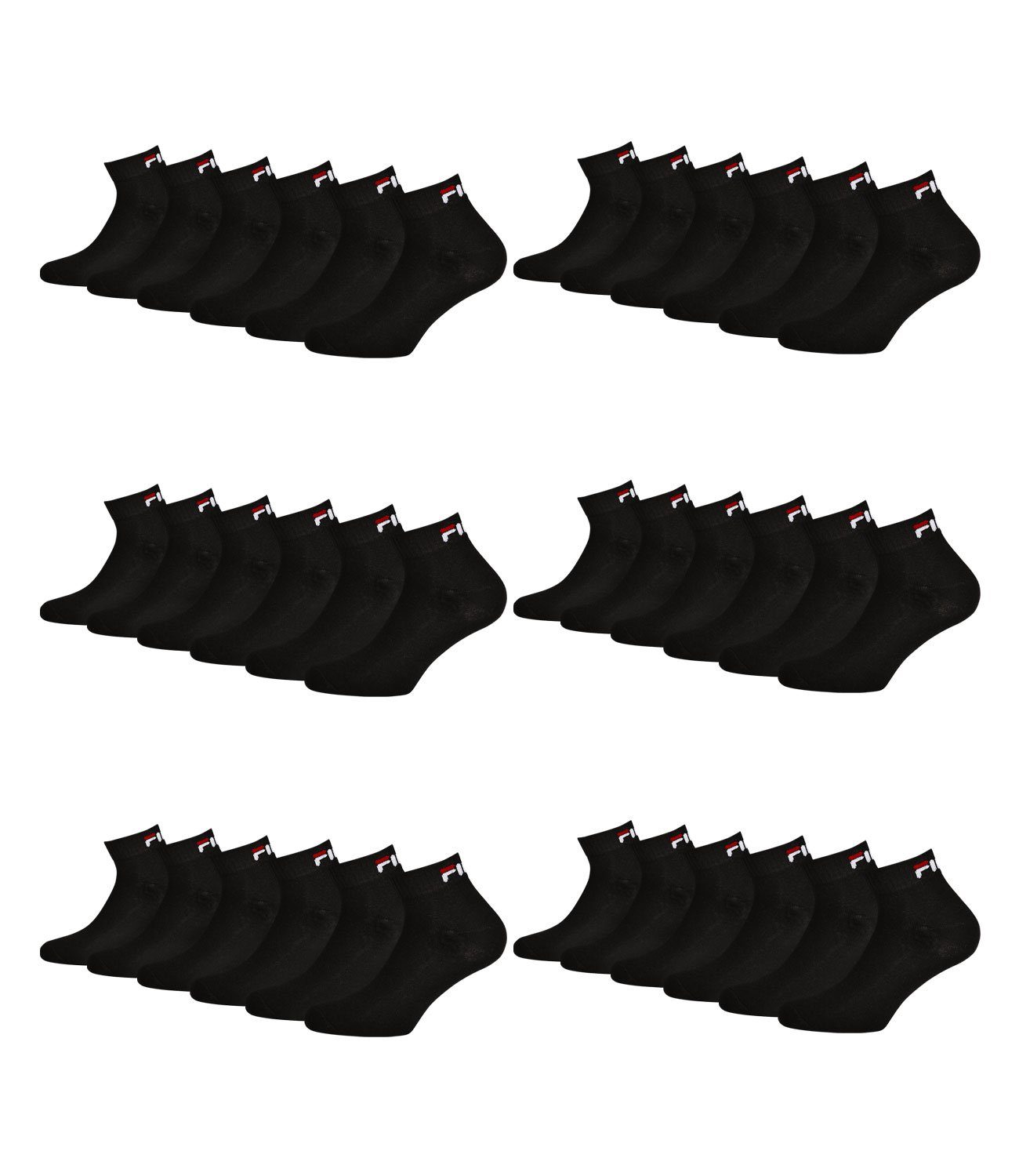 black Quarter Rippbündchen Socken 200 weichem mit (18-Paar) Sportsocken Fila