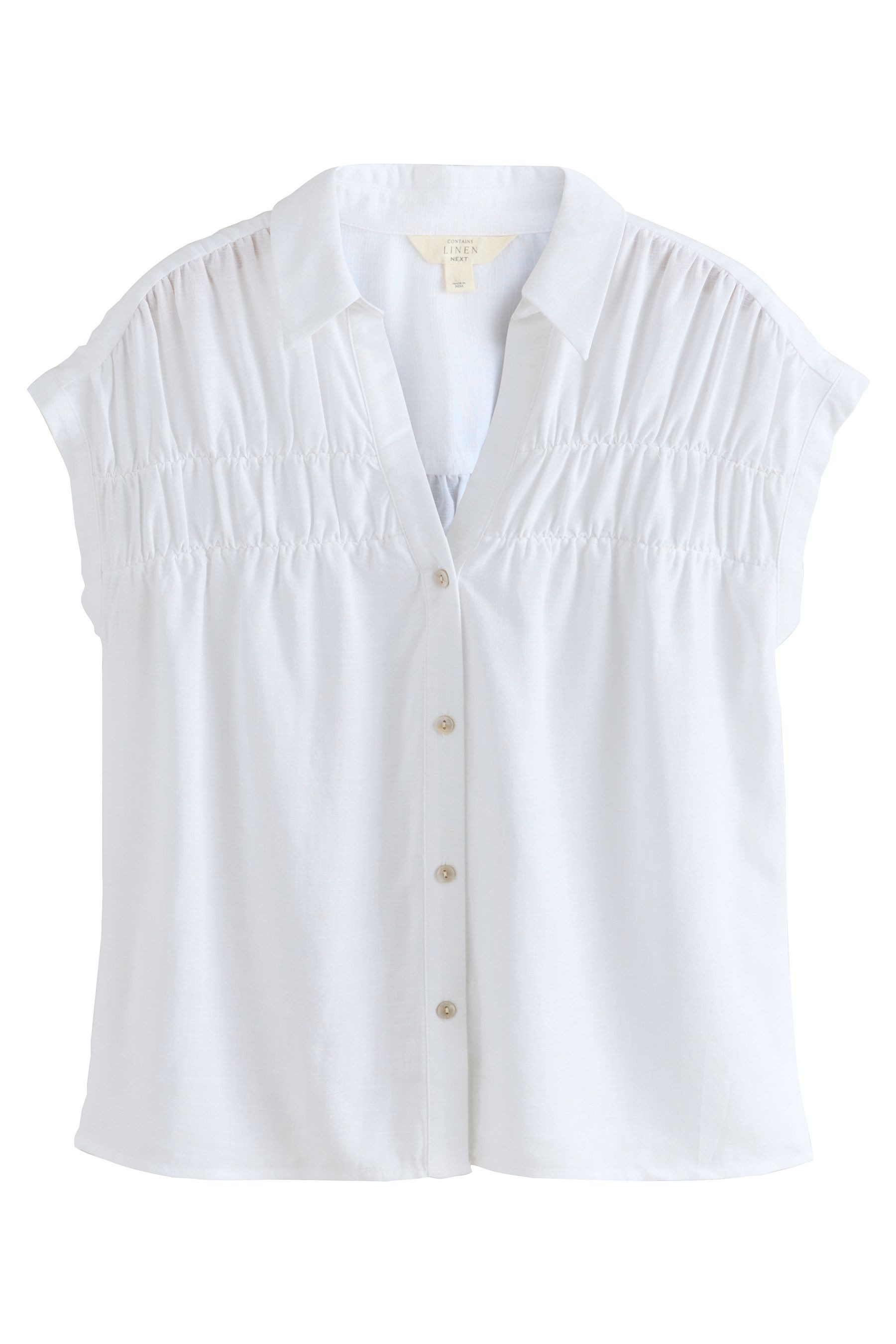 Next Kurzarmhemd Kurzarmbluse mit Leinenanteil (1-tlg)