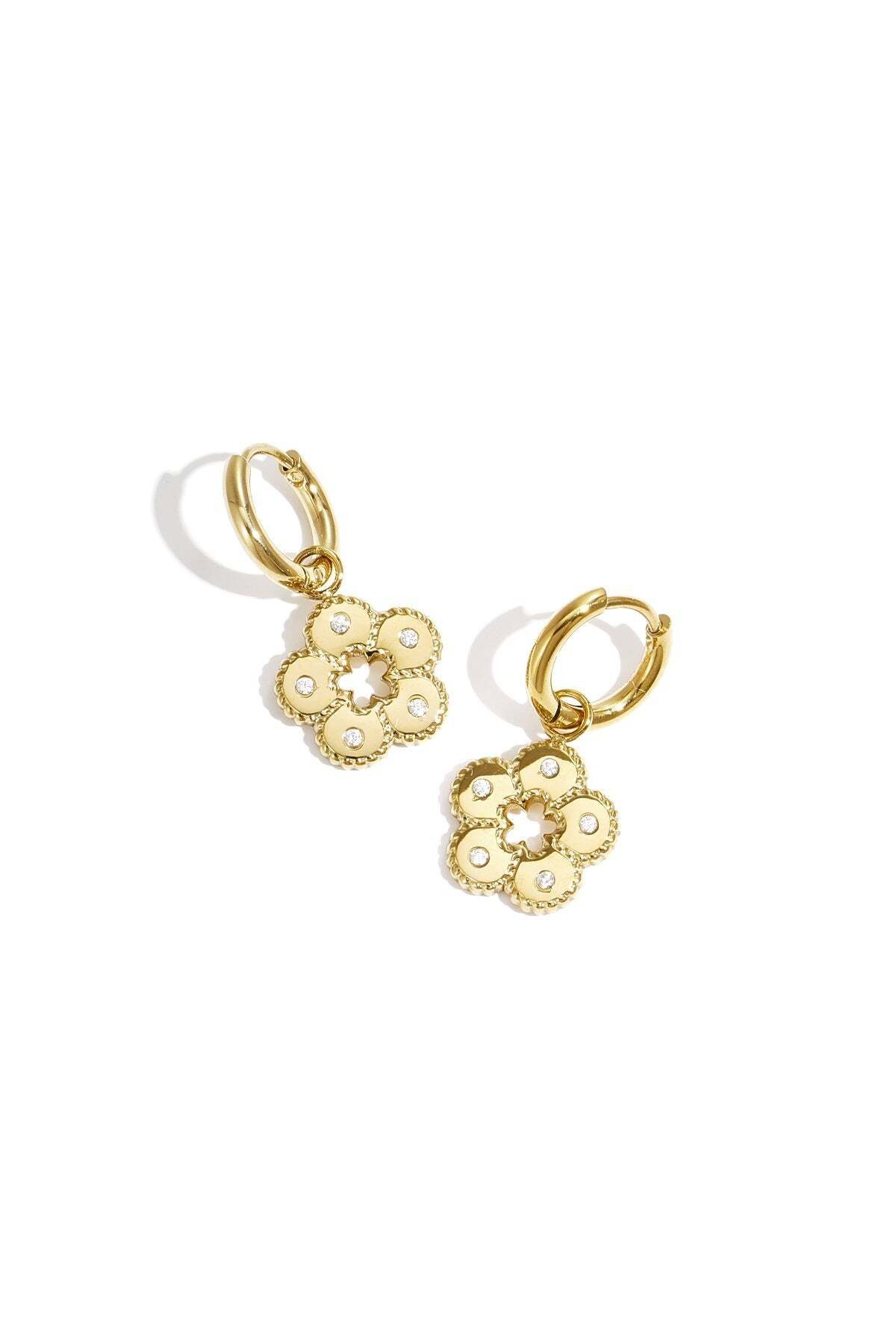 Adelia´s Paar Creolen Ohrringe Creolen mit Strass-Herzanhängern aus ...