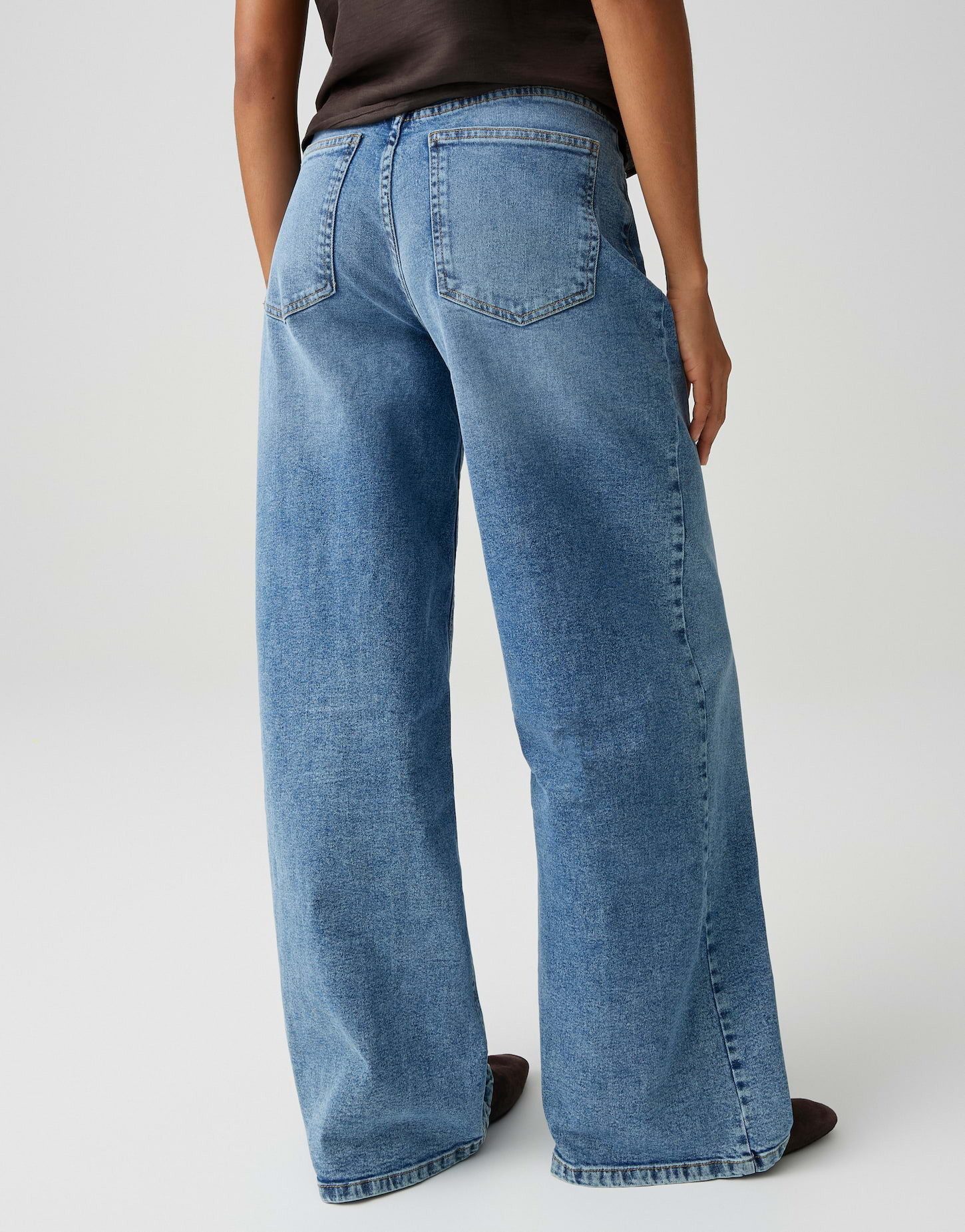 OPUS Palazzohose Palazzo Jeans aus Dry Indigo® Mid Rise Sehr weiter Beinverlauf, Swingpockets vorne