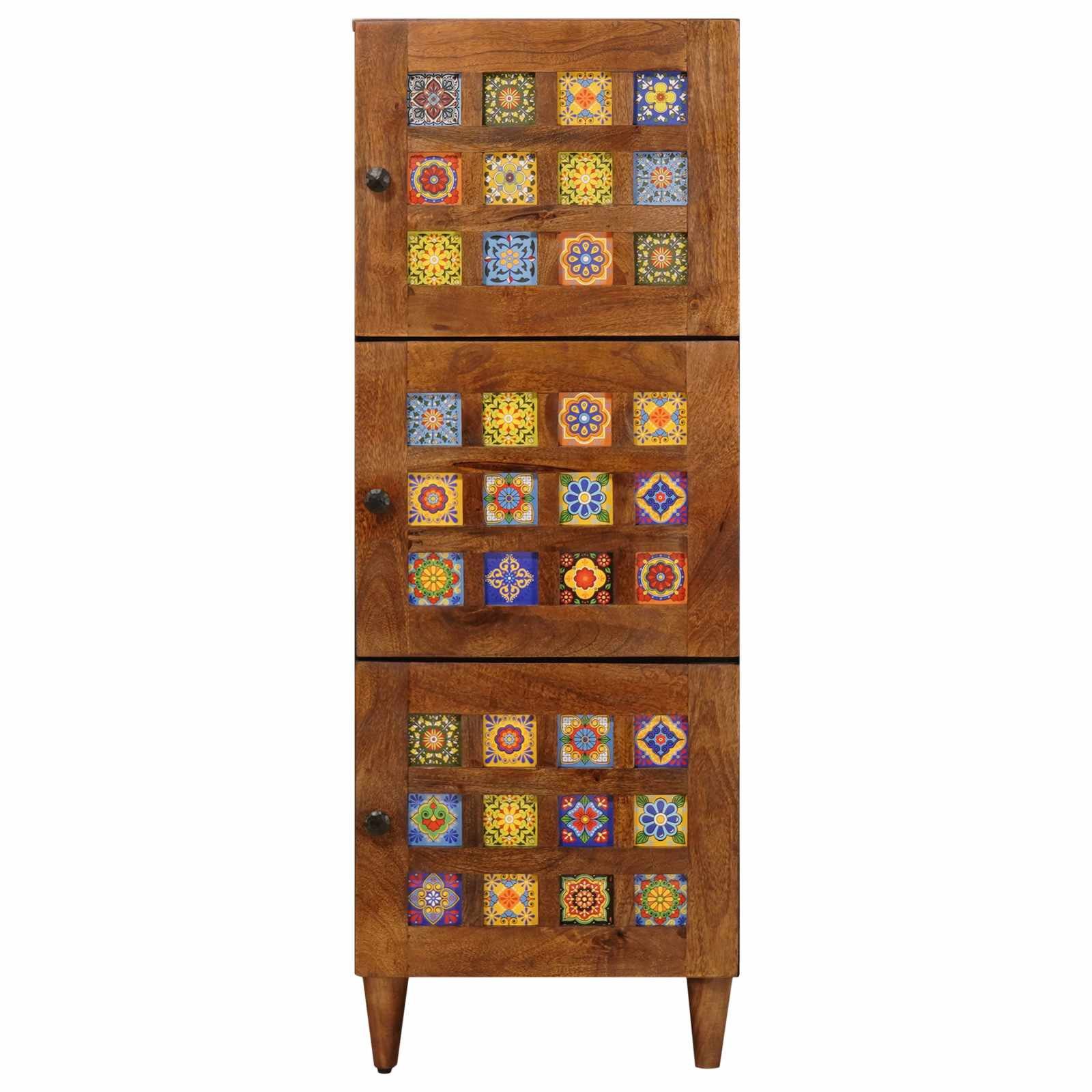 vidaXL Highboard, Highboard mit Tür Walnuss 40 x 33,5 x 110 cm Massivholz Mango
