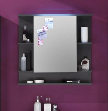 trendteam Badezimmerspiegelschrank Tetis (Spiegelschrank 72x72 cm, grau Grafit) mit Regalen