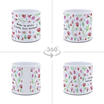 Mr. & Mrs. Panda Blumentopf Memo an Mich Liebe dich selbst - Weiß - Geschenk, Sommer Deko, Outdo (1 St), Design mit Herz