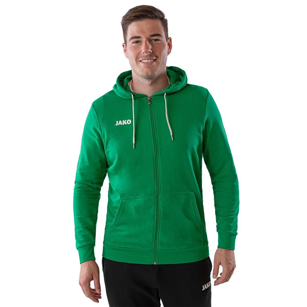 Jako Trainingsjacke Freizeit-Kapuzenjacke Base (70% Baumwolle) grün Herren