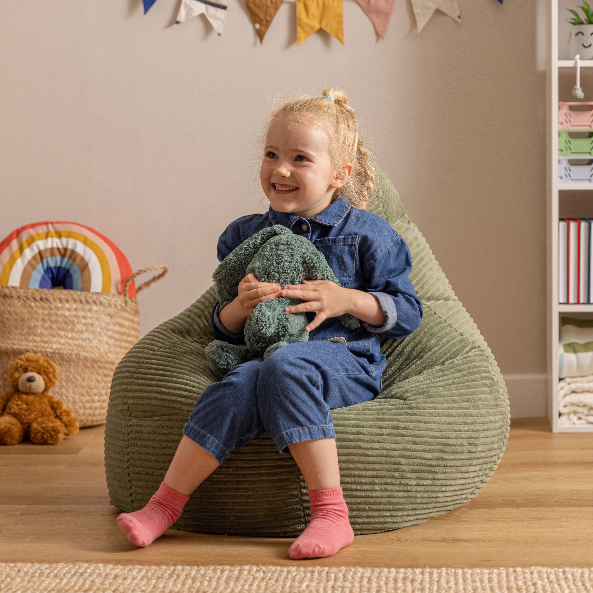 icon Sitzsack Kinder Sessel aus Cord Flauschig „Dalton", 69x59x65cm, Made i günstig online kaufen