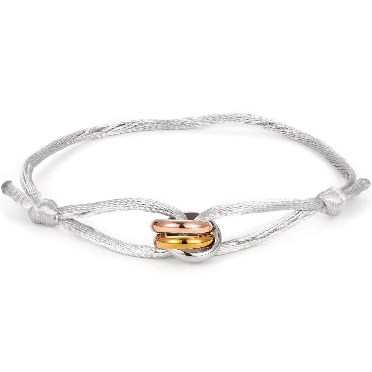 Kim Johanson Armband Tricolor (1-tlg., Inkl Geschenkbox), Edelstahl-Ring an Kordel, verstellbar