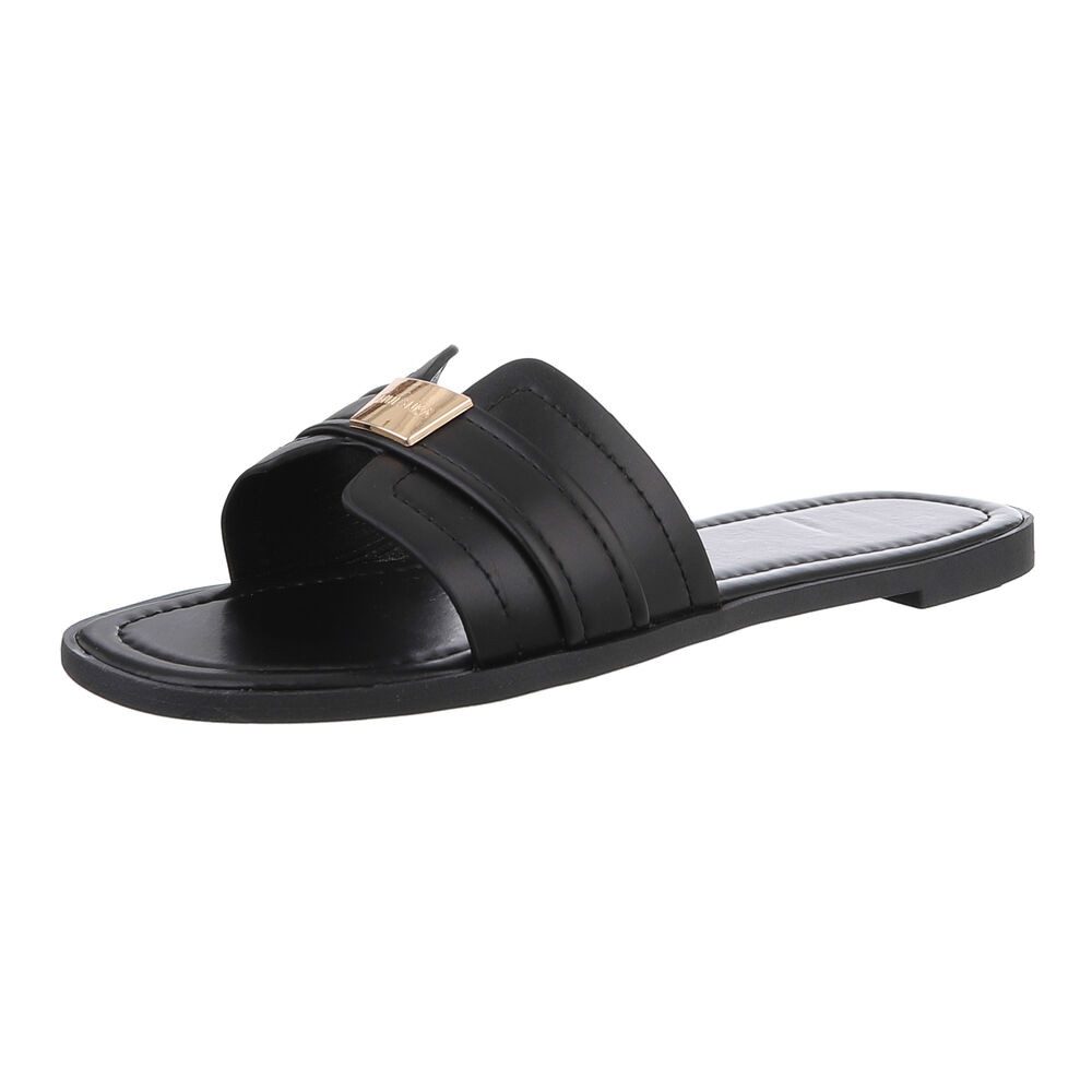 Ital-Design Elegante Sandaletten für entspannte Tage Pantolette (89322975) Blockabsatz Pantoletten in Schwarz