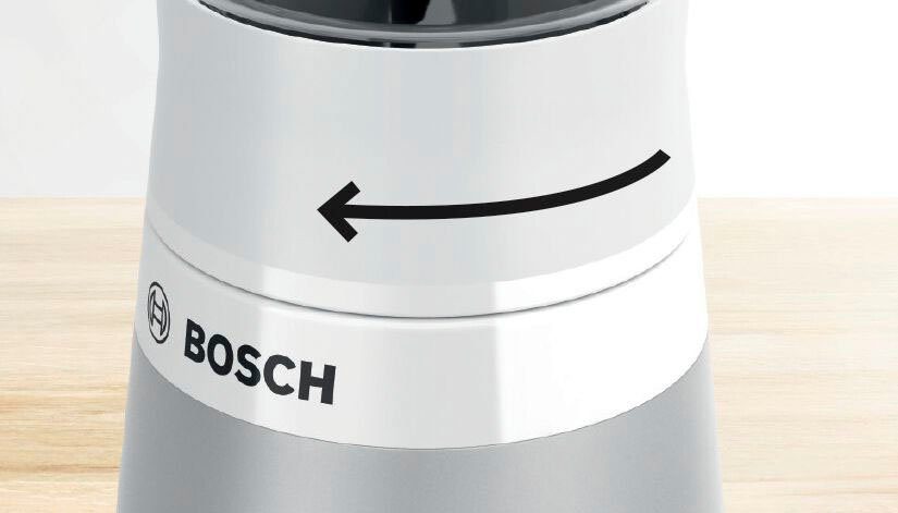 BOSCH Standmixer VitaPower Serie 2 MMB2111T, Mini-Mixer, 0,6l ToGo, 40.000 U/Min, weiß, 450 W, ToGo Flasche aus Tritan, Trinkdeckel, 4 Klingen, Made in Europe