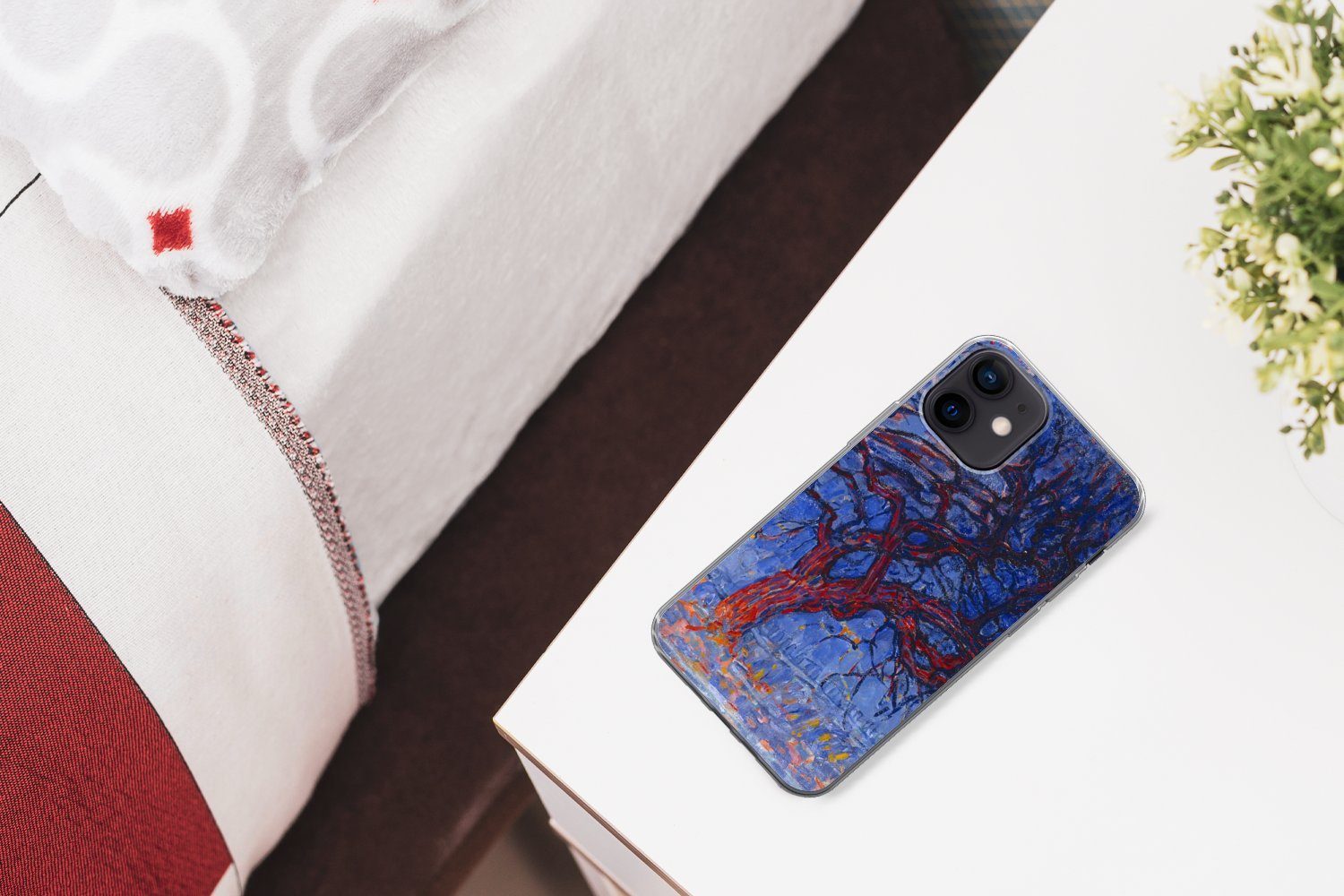 MuchoWow Handyhülle für Apple iPhone 12 Roter Baum - Piet Mondrian, Smartphone-Bumper, Print, Handy Schutzhülle Dünn