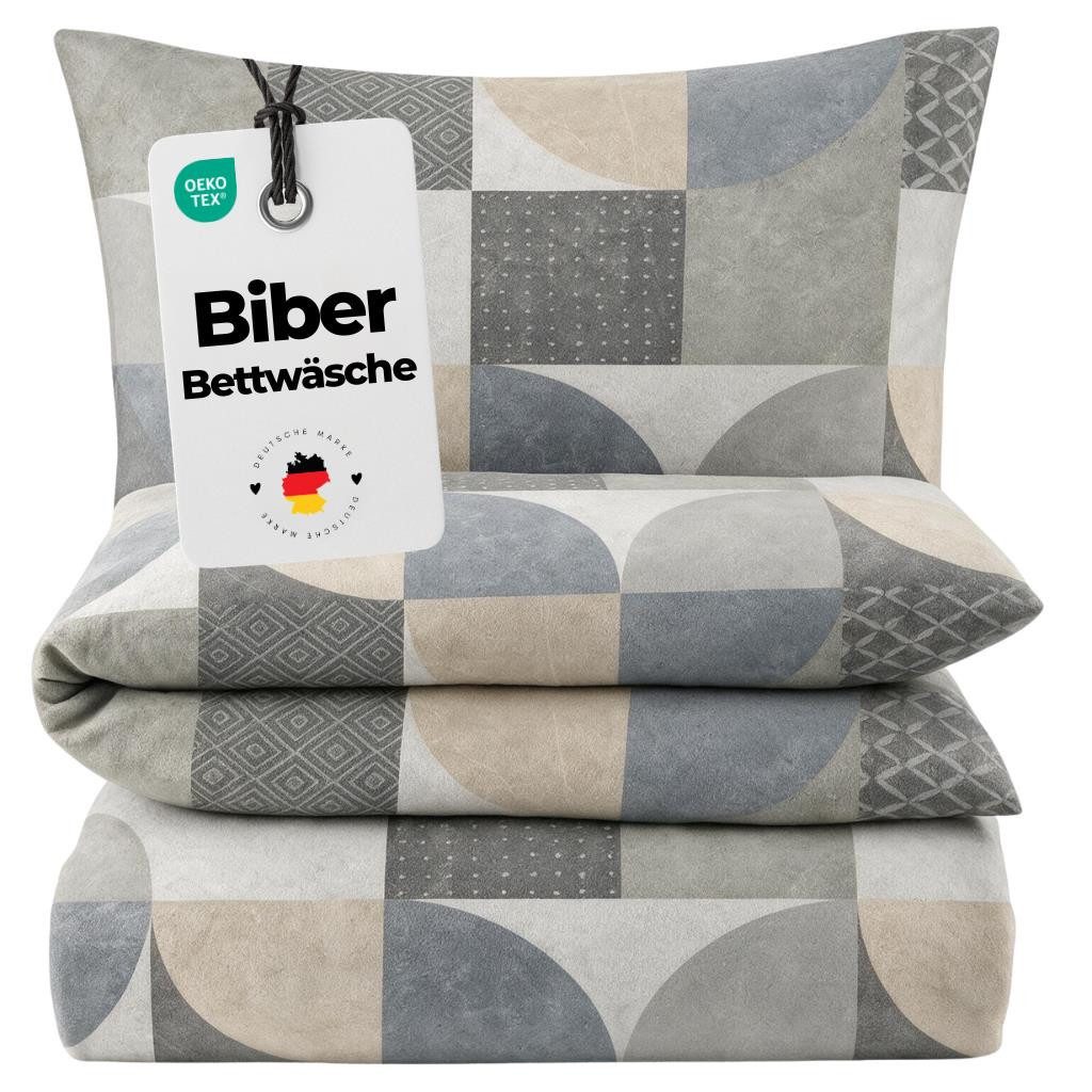 Carpe Sonno Bettwäsche Biber Warme Bettwäsche Winter Flanell Muster Baumwolle 135 x 200, Biber, 2 teilig, Kuschelige Biberbettwäsche - Feinbiber - Reißverschluss - 135x200 cm