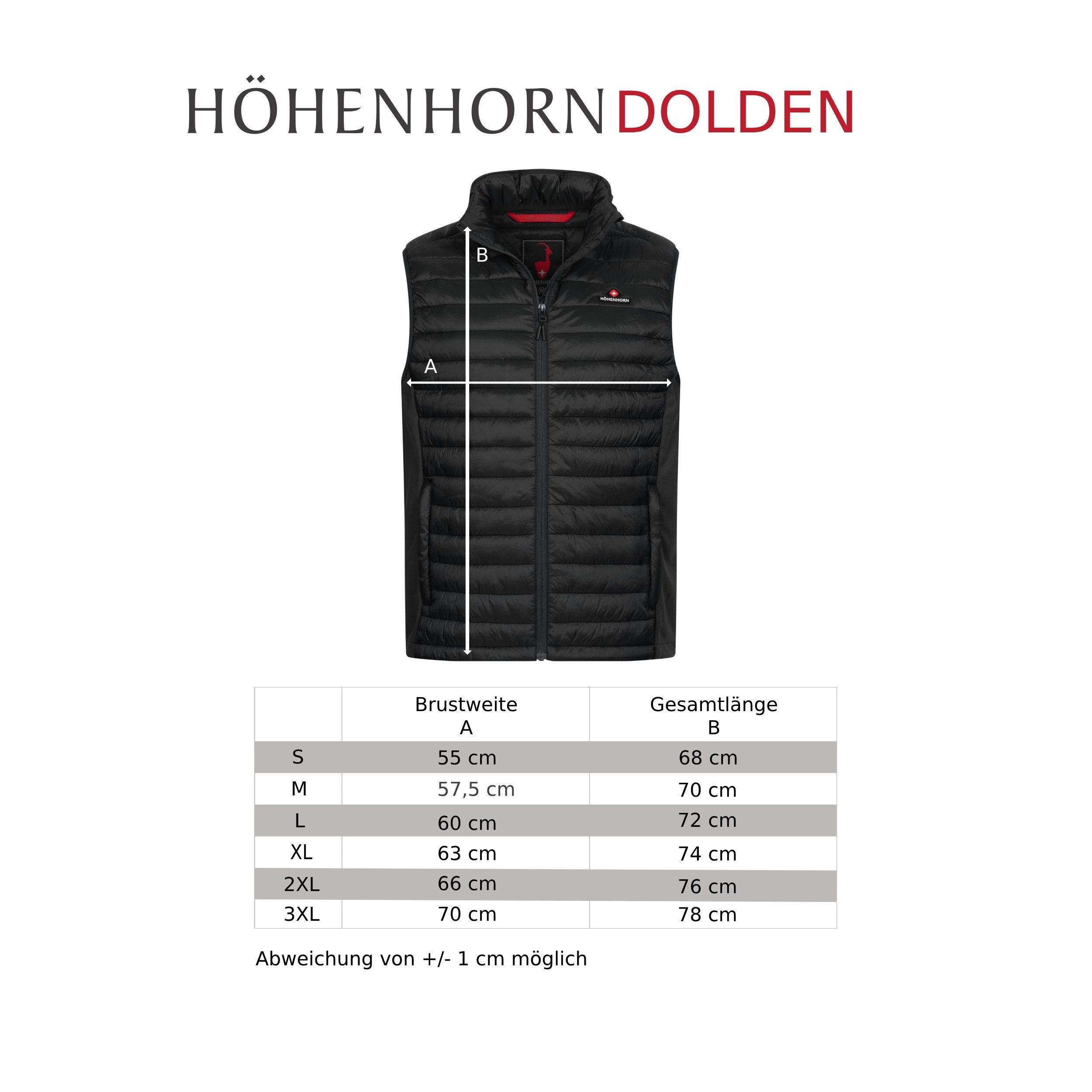Höhenhorn Steppweste Dolden Herren Weste Hybridjacke für Männer Steppjacke Sportjacke Steppwesten Softshell Kombination