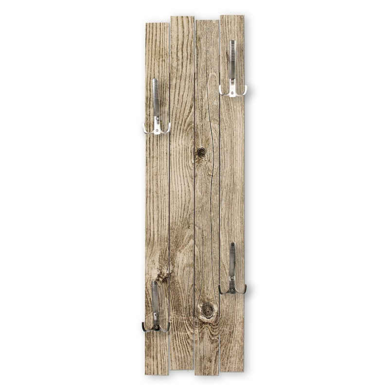 Kreative Feder Wandgarderobe Wand-Garderobe „Altes Holz Braun“ aus Holz, Shabby-Chic; ca. 100 x 30 cm; mit 4 Haken; außergewöhnlich, modern